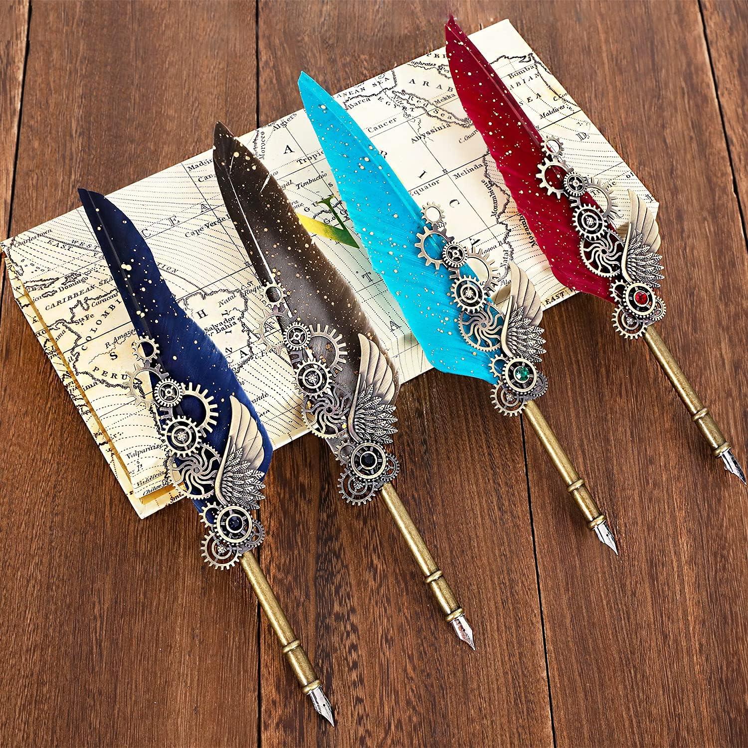 Juego de Pluma de Pavo Real NC con 5 Tintas y 6 Puntas