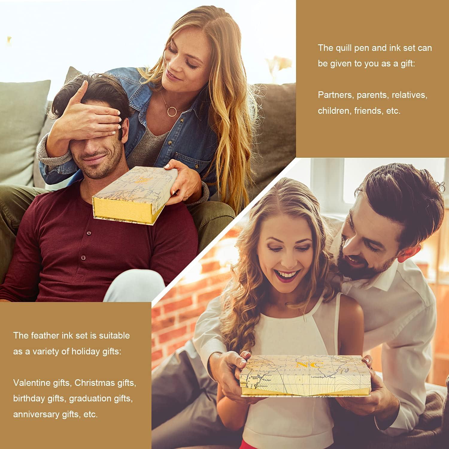 Juego de Pluma de Pavo Real NC con 5 Tintas y 6 Puntas