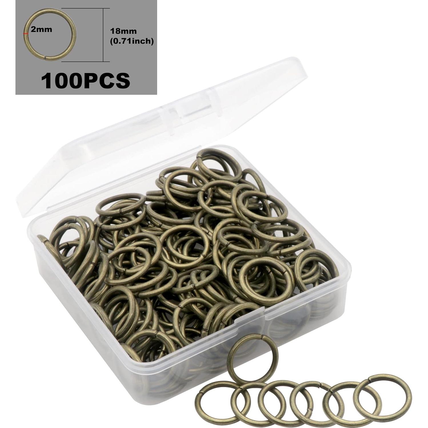 100 Anillas Abiertas 18mm Bronce Auvoau para Joyería DIY