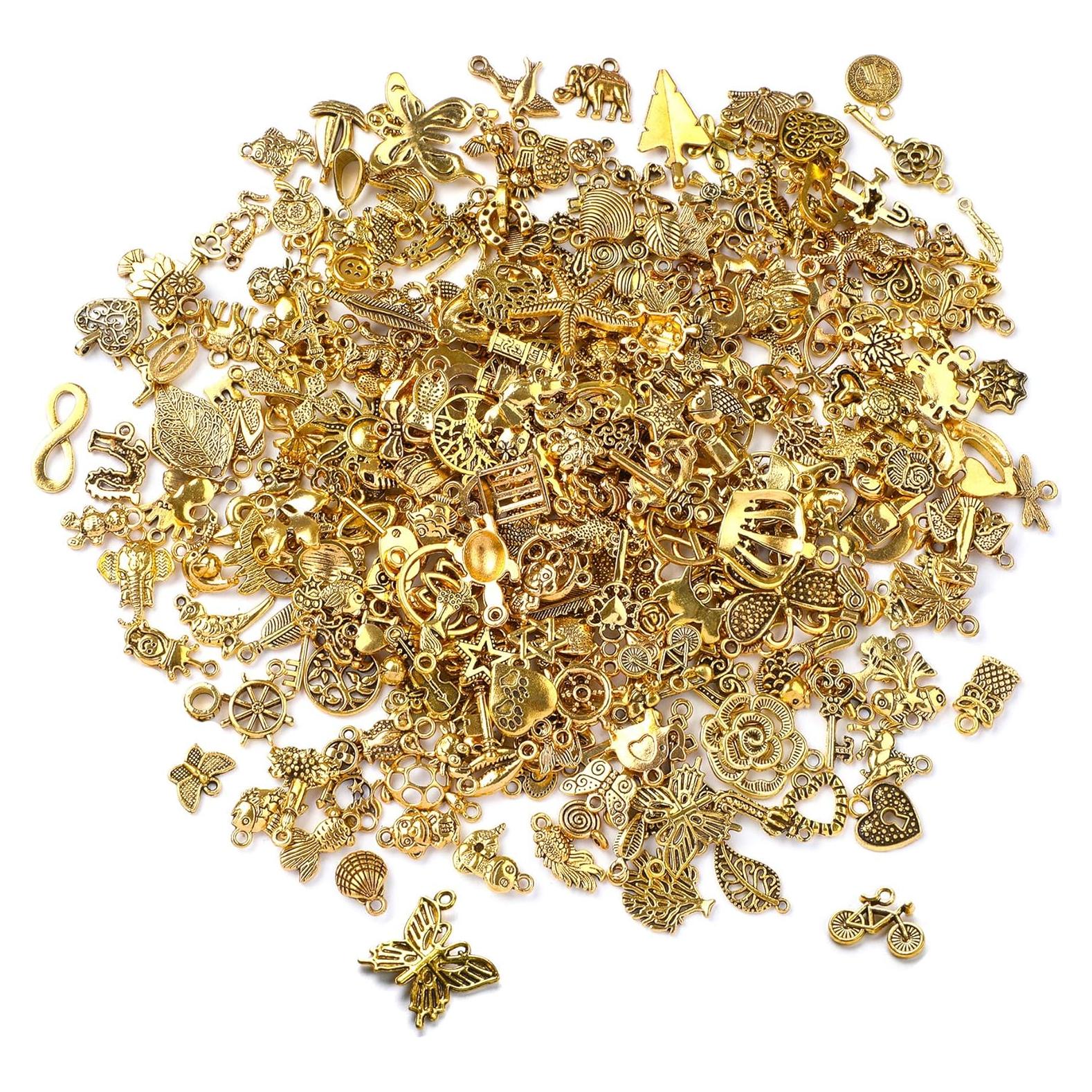 SANNIX 350 Piezas Encantos de Oro Antiguo para Joyería DIY