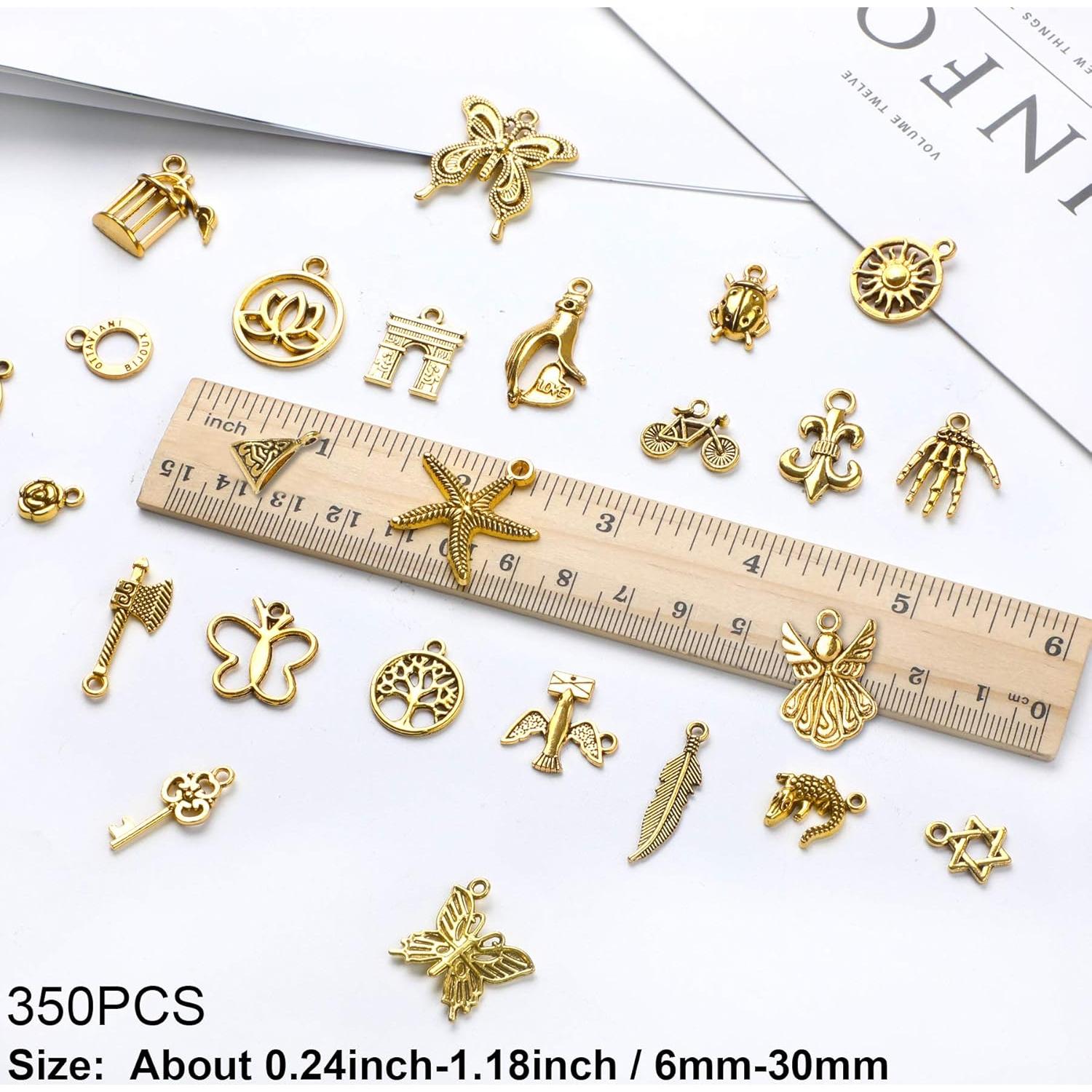 SANNIX 350 Piezas Encantos de Oro Antiguo para Joyería DIY