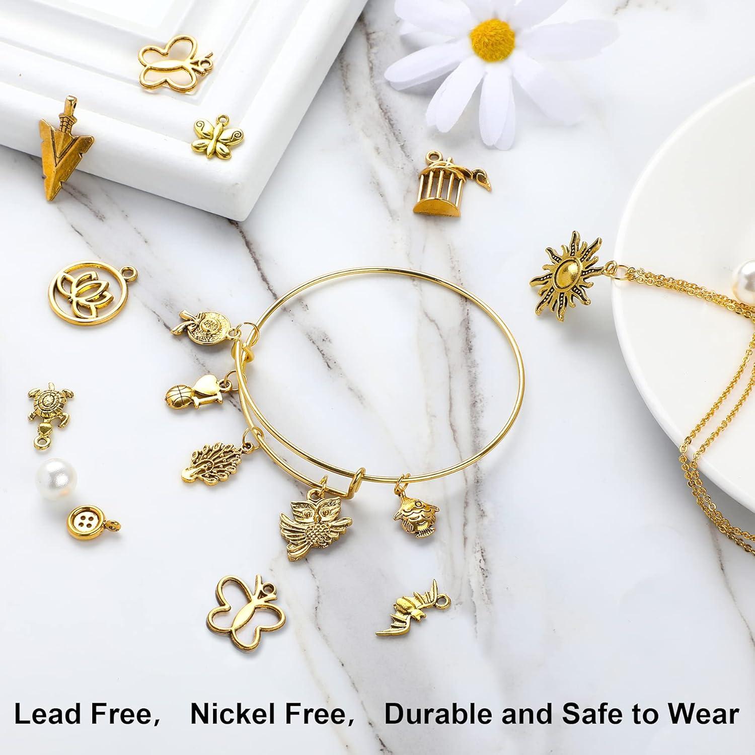 SANNIX 350 Piezas Encantos de Oro Antiguo para Joyería DIY