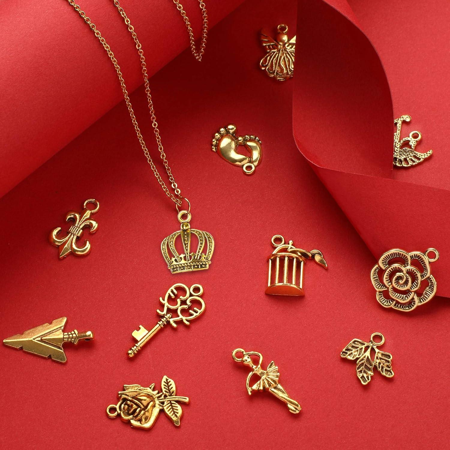 SANNIX 350 Piezas Encantos de Oro Antiguo para Joyería DIY