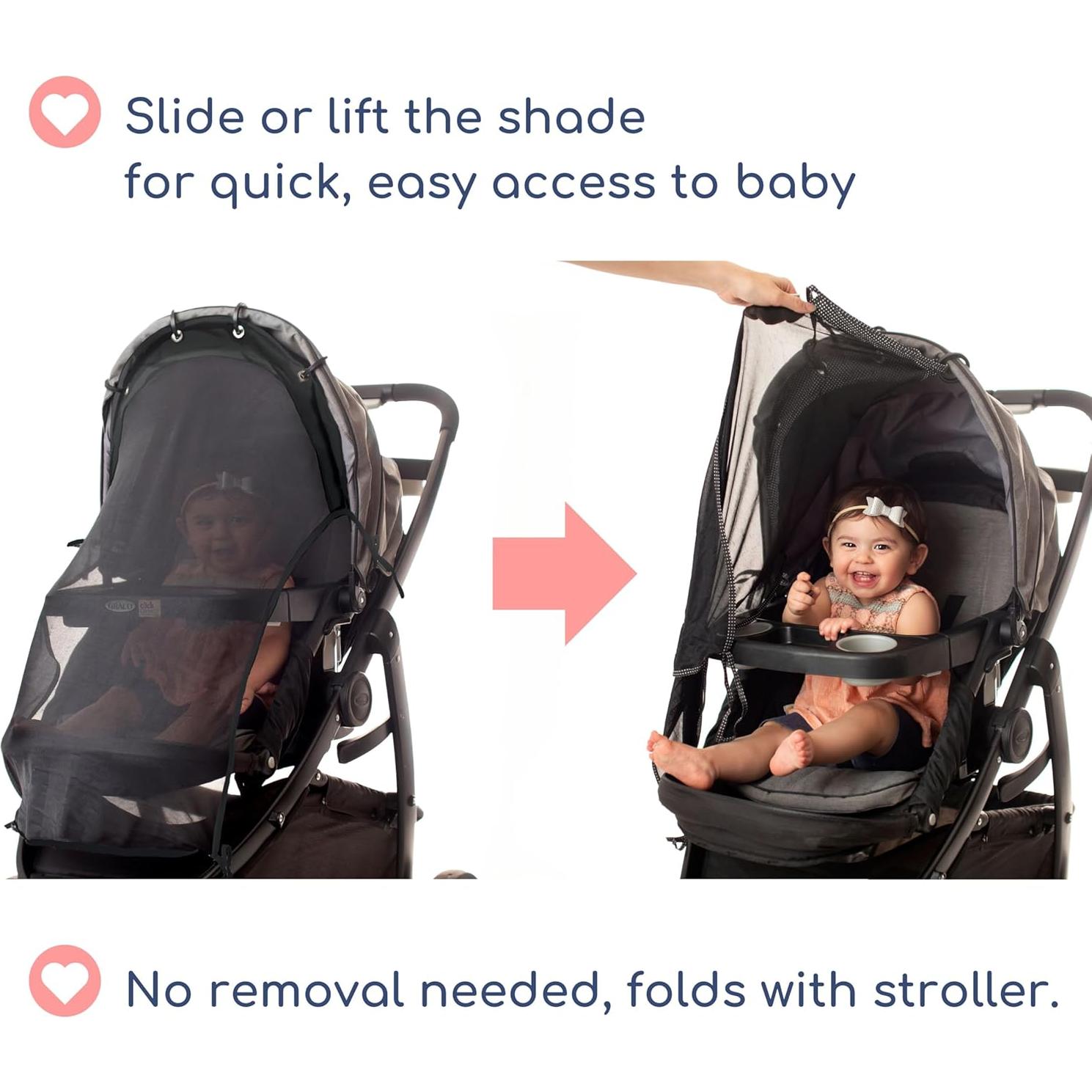 Sombra Solar para Cochecito Universal - Protección UV Negra 80 cm