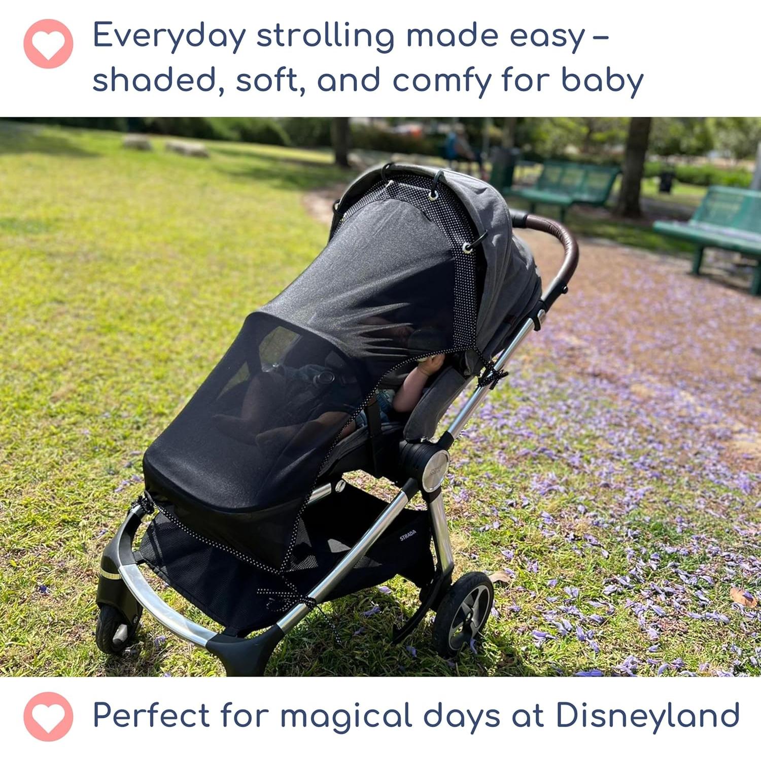 Sombra Solar para Cochecito Universal - Protección UV Negra 80 cm