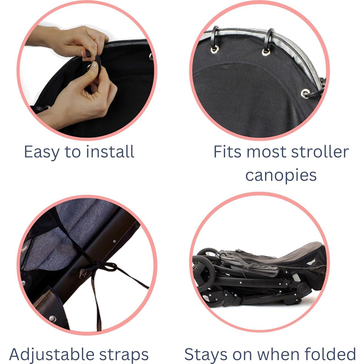 Sombra Solar para Cochecito Universal - Protección UV Negra 80 cm