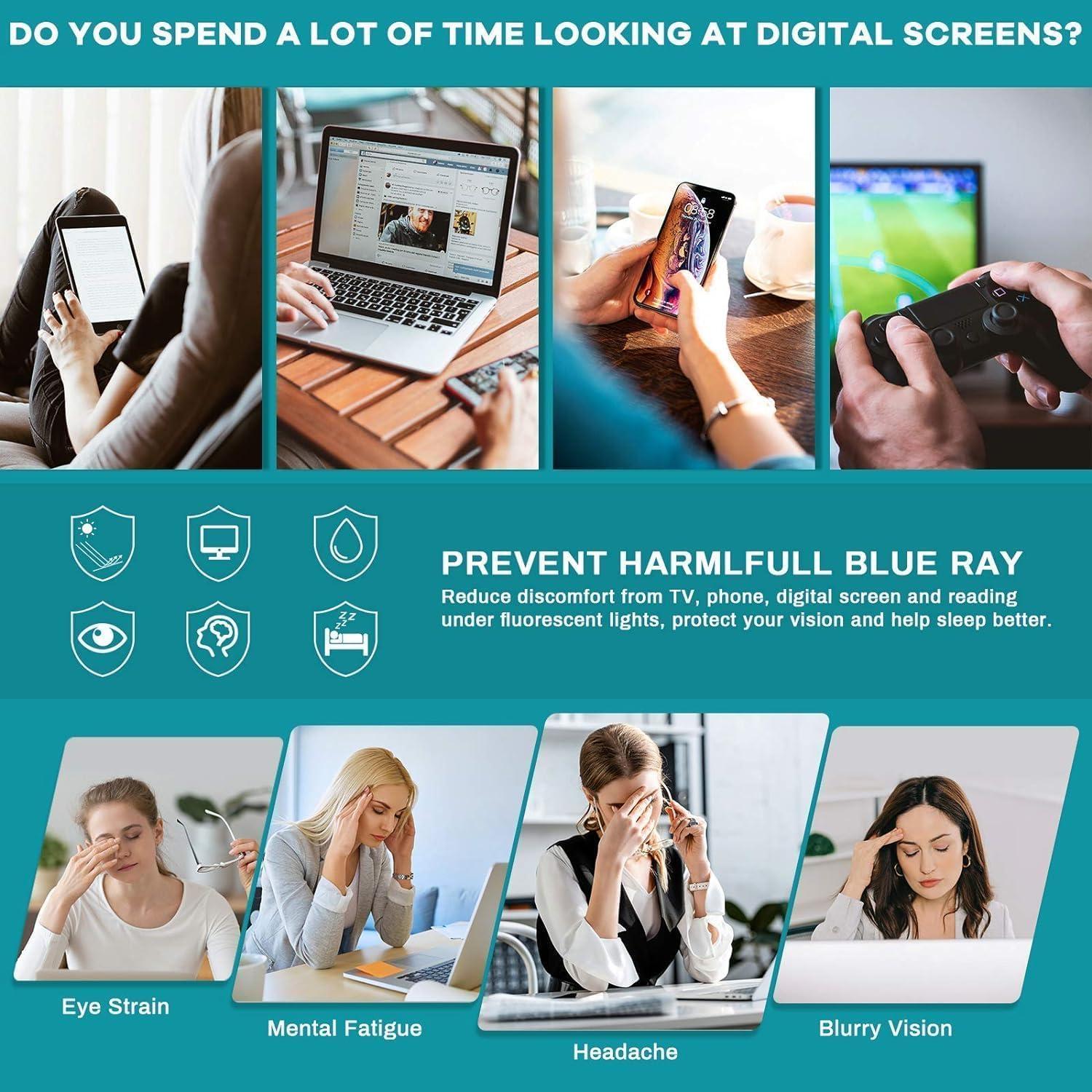 Gafas de luz azul Gaoye para mujer - Bloqueo 99% - Paquete 3