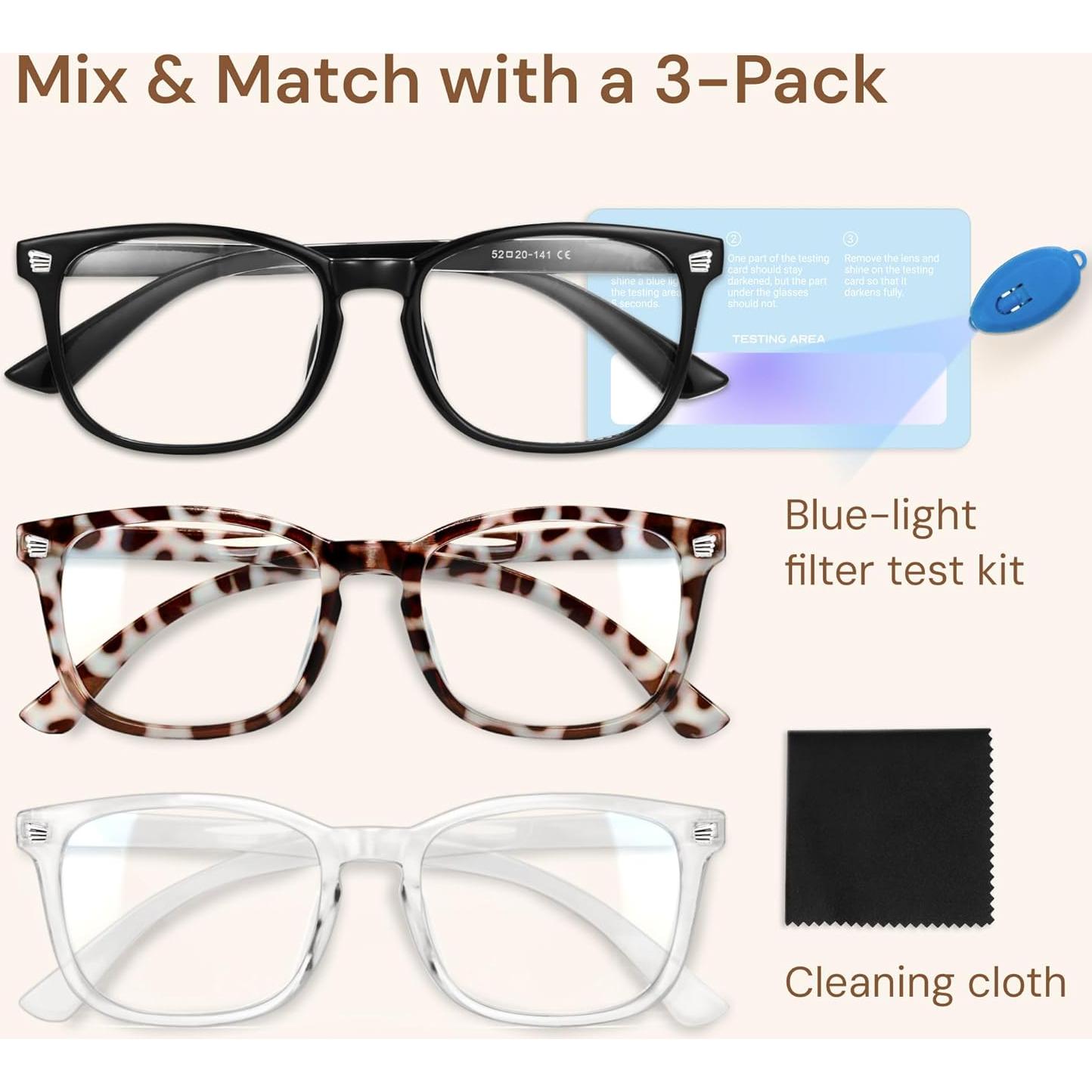 Gafas de luz azul Gaoye para mujer - 99% bloqueo UV400 - 3 colores