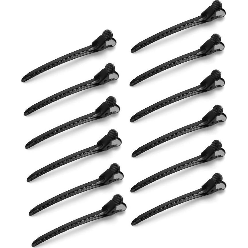 12 Clips de Pelo de Metal Drayas 9.5cm Antideslizantes Negro