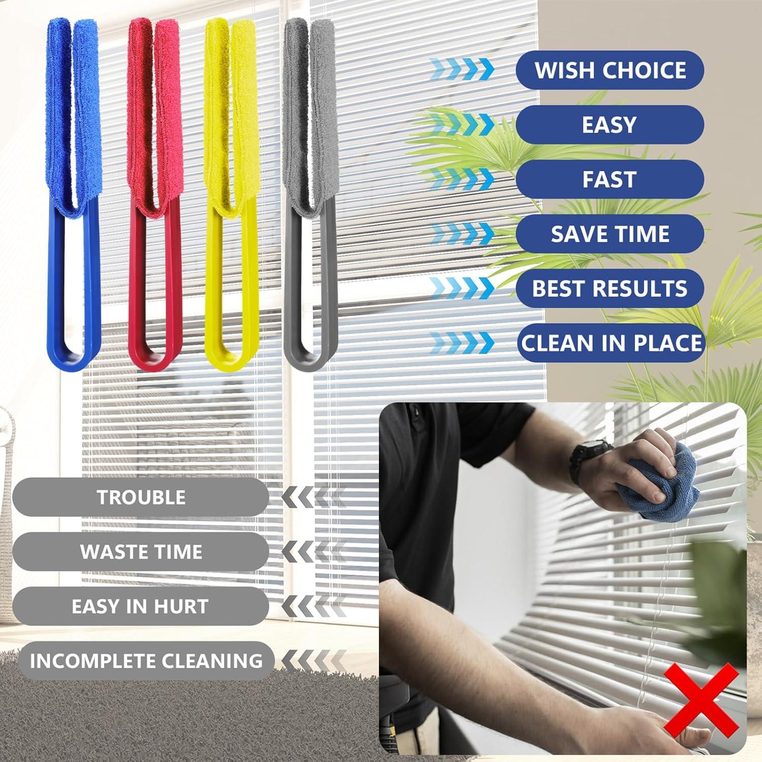 Limpiador de Persianas Dimeho - Cepillo Duster 4 Pcs Microfibra