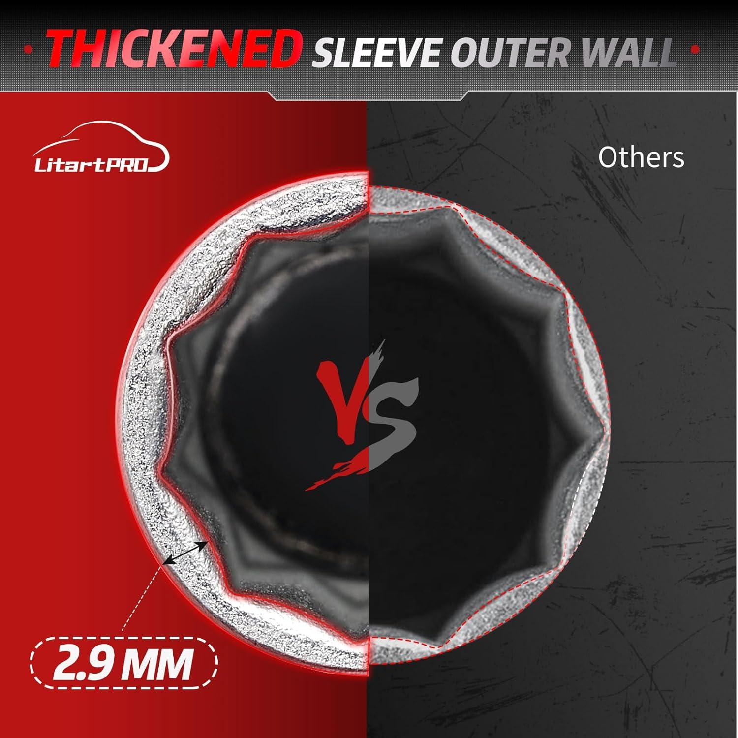 Llave de Tuerca de Spline LitartPRO 3PC 42CRMO 10-Spline