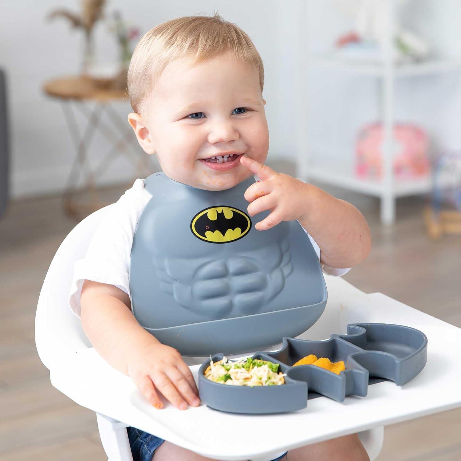 Babero de Silicona Batman Bumkins para Bebés 6-24 Meses