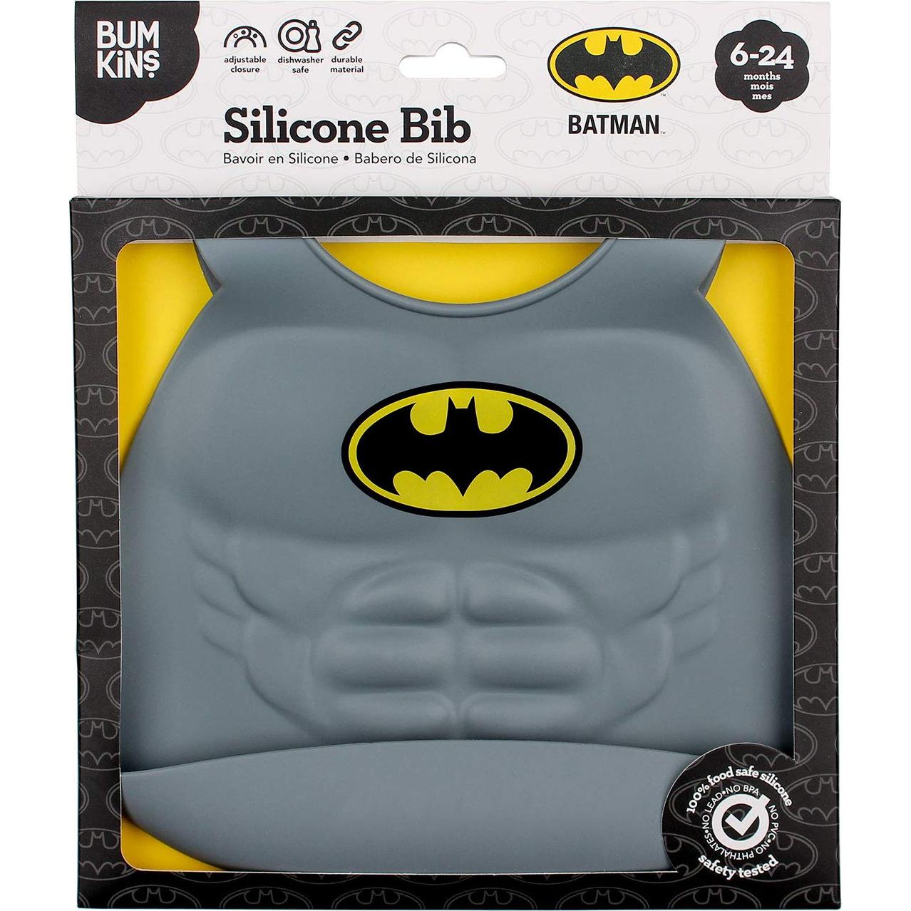 Babero de Silicona Batman Bumkins para Bebés 6-24 Meses