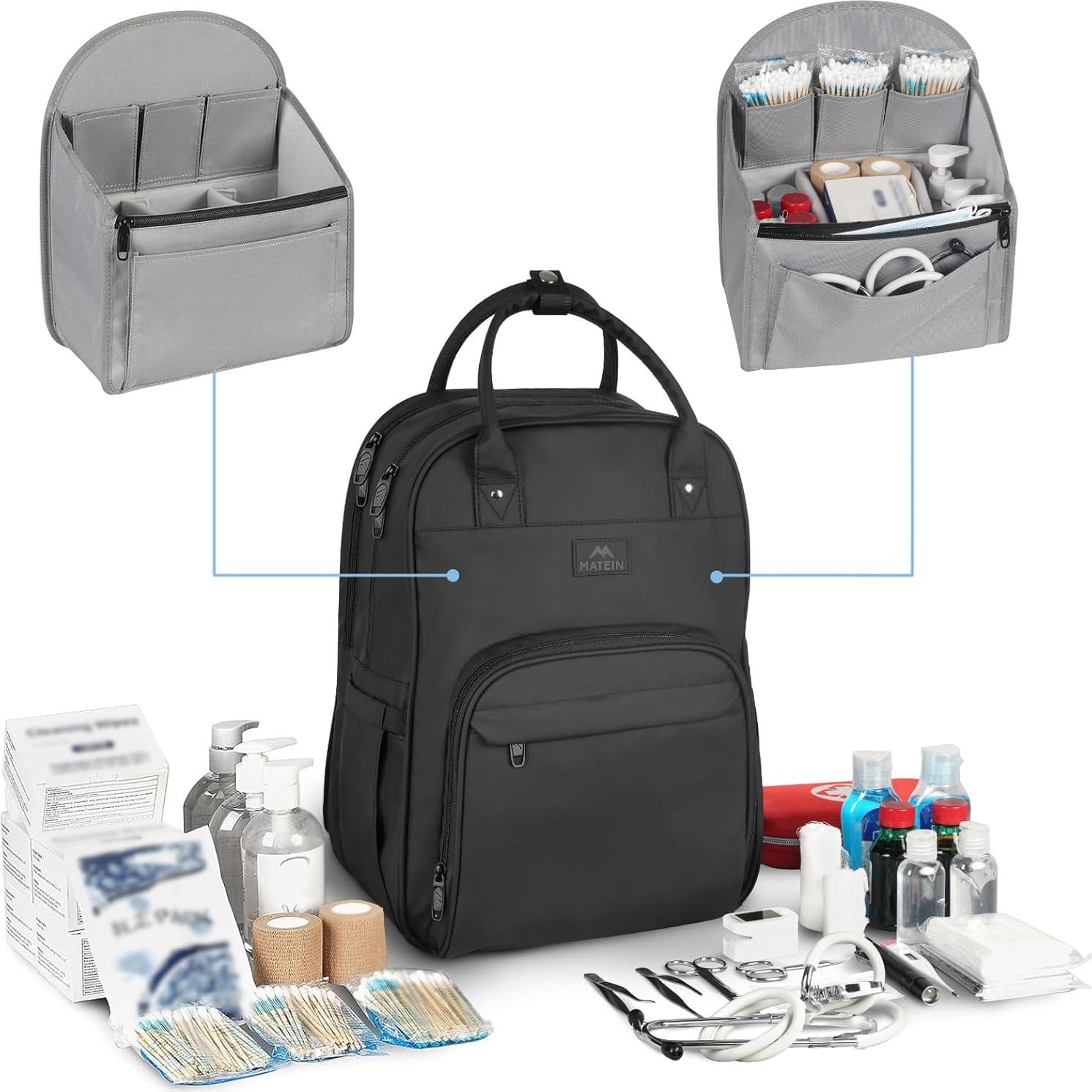 Mochila de Enfermera MATEIN Negra Impermeable 43x30x18 cm