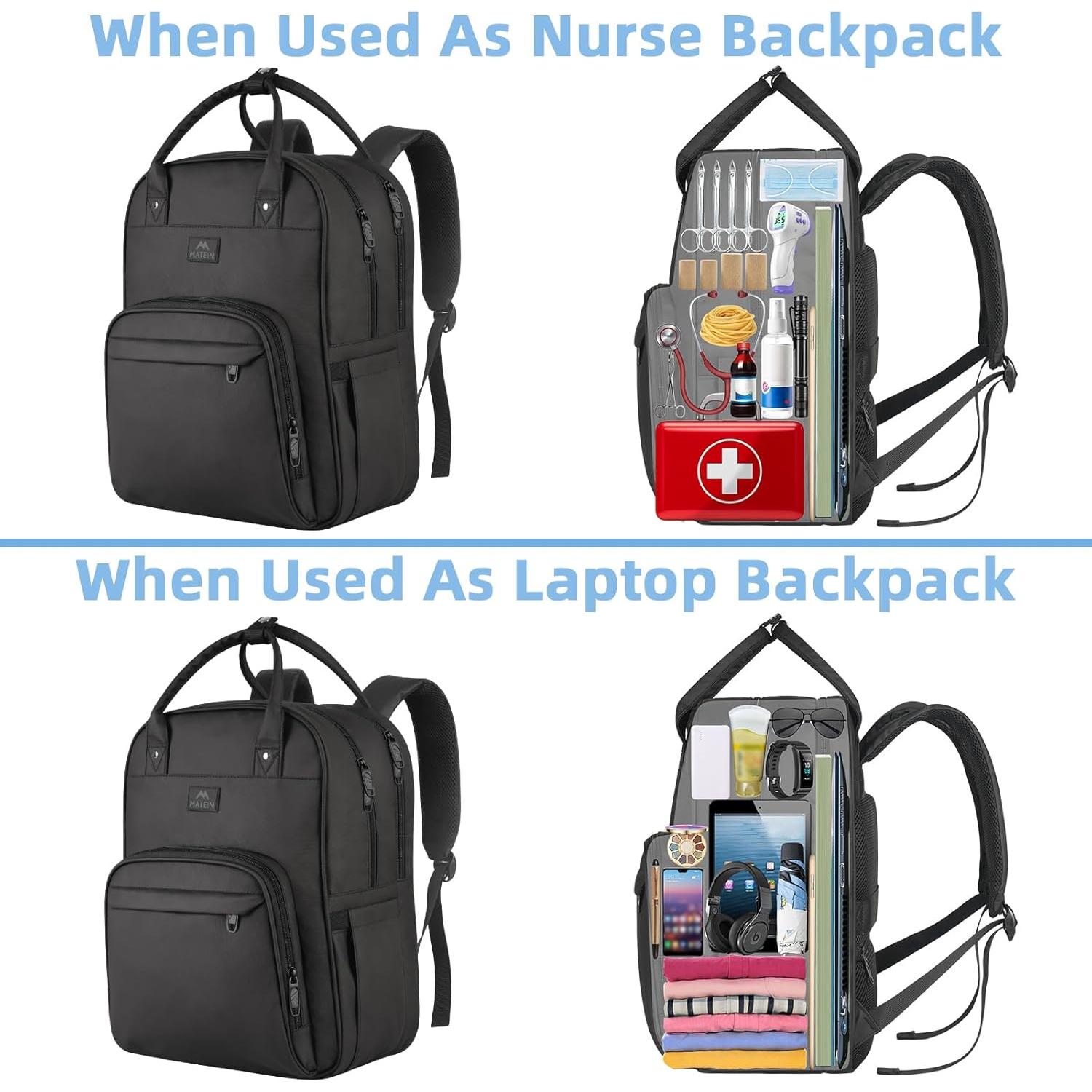 Mochila de Enfermera MATEIN Negra Impermeable 43x30x18 cm