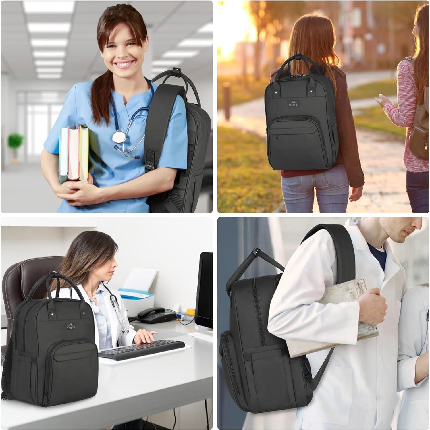 Mochila de Enfermera MATEIN Negra Impermeable 43x30x18 cm