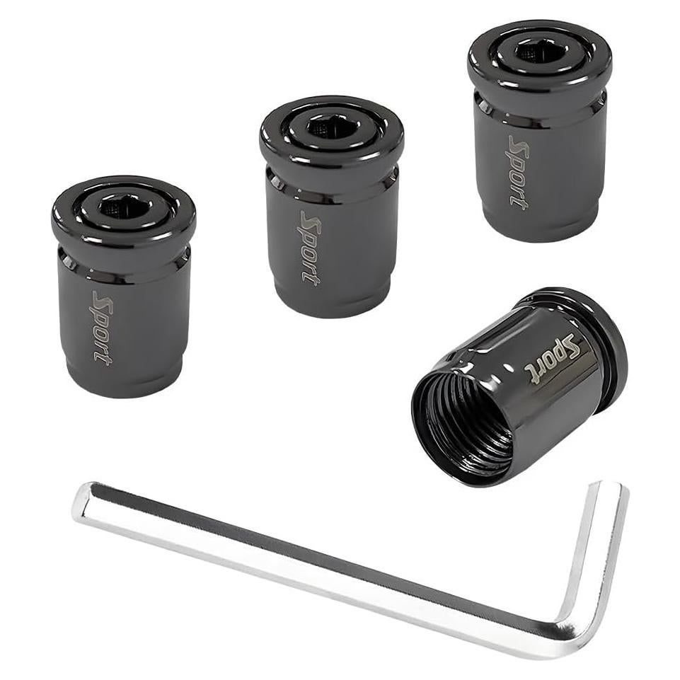 4 Tapones de Válvula de Neumático Gasedin con Bloqueo Negro