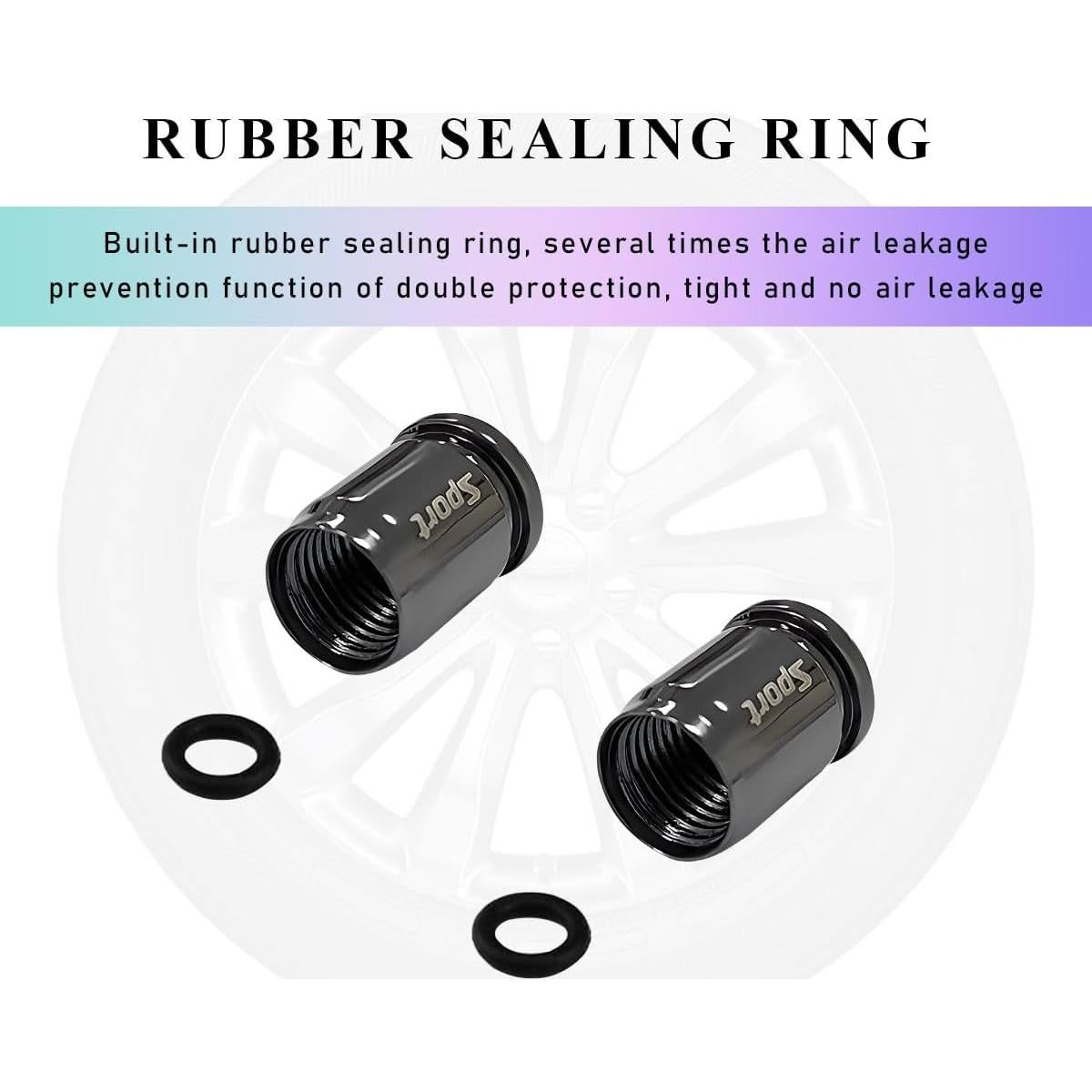 4 Tapones de Válvula de Neumático Gasedin con Bloqueo Negro