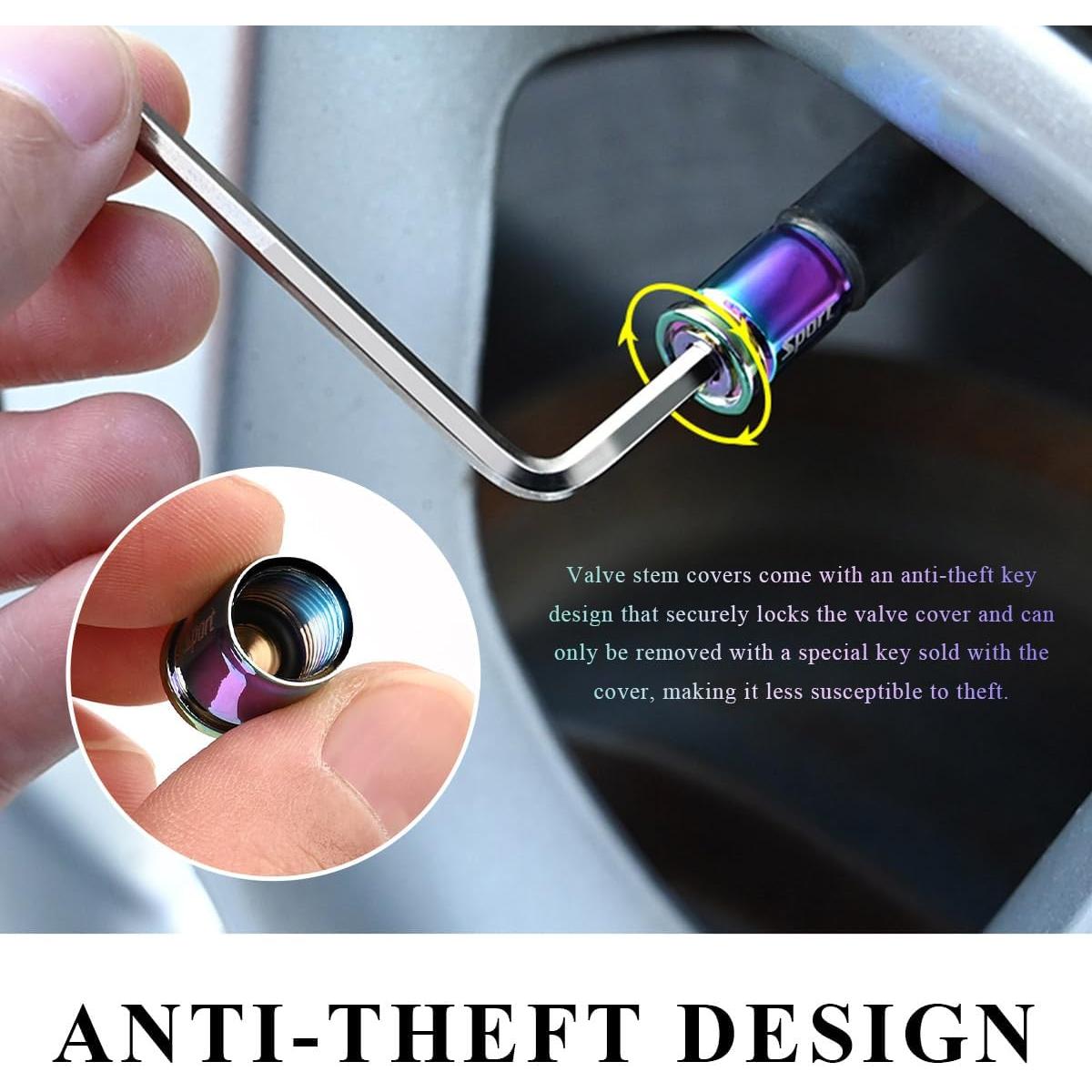 4 Tapones de Válvula de Neumático Gasedin con Bloqueo Negro