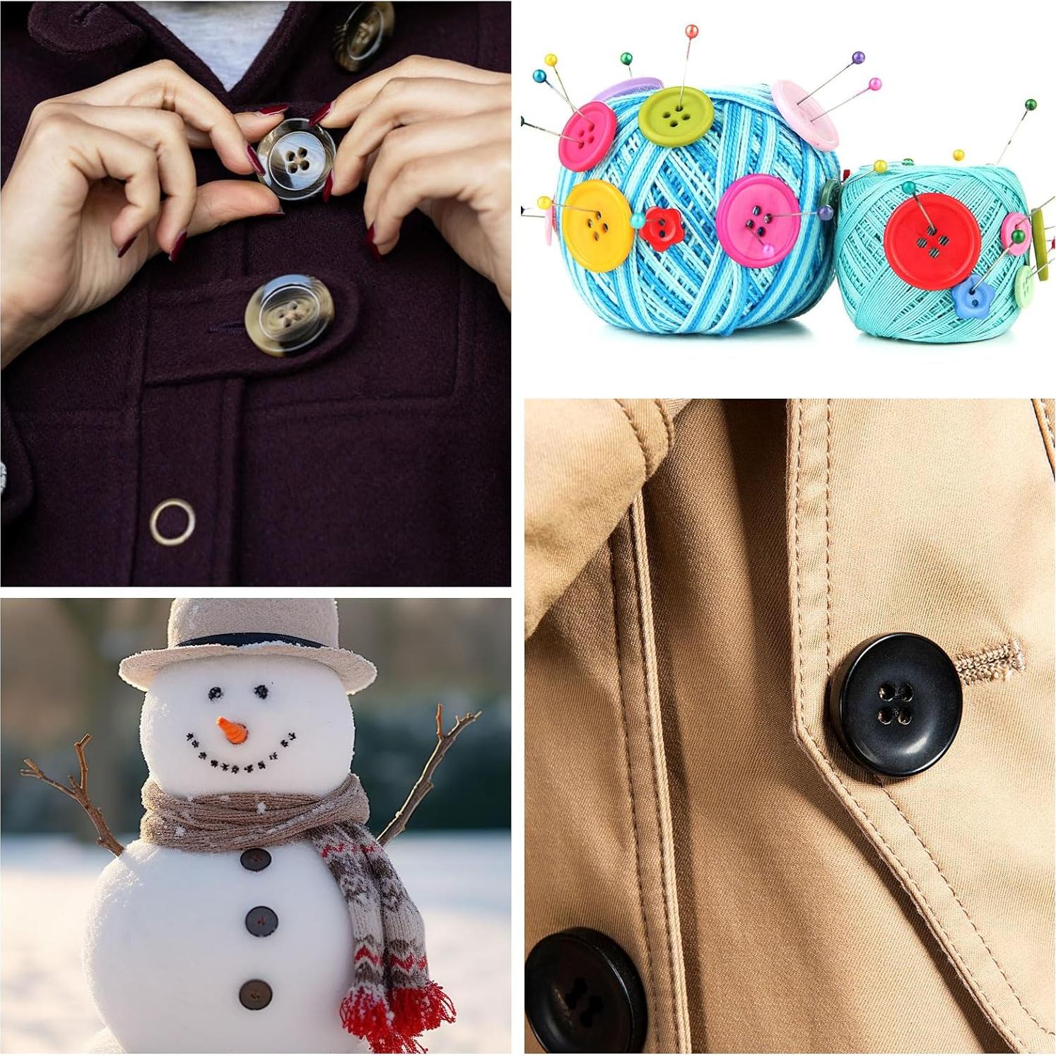 30 Botones de Madera Redondos uxcell 50mm 4 Agujeros Negro