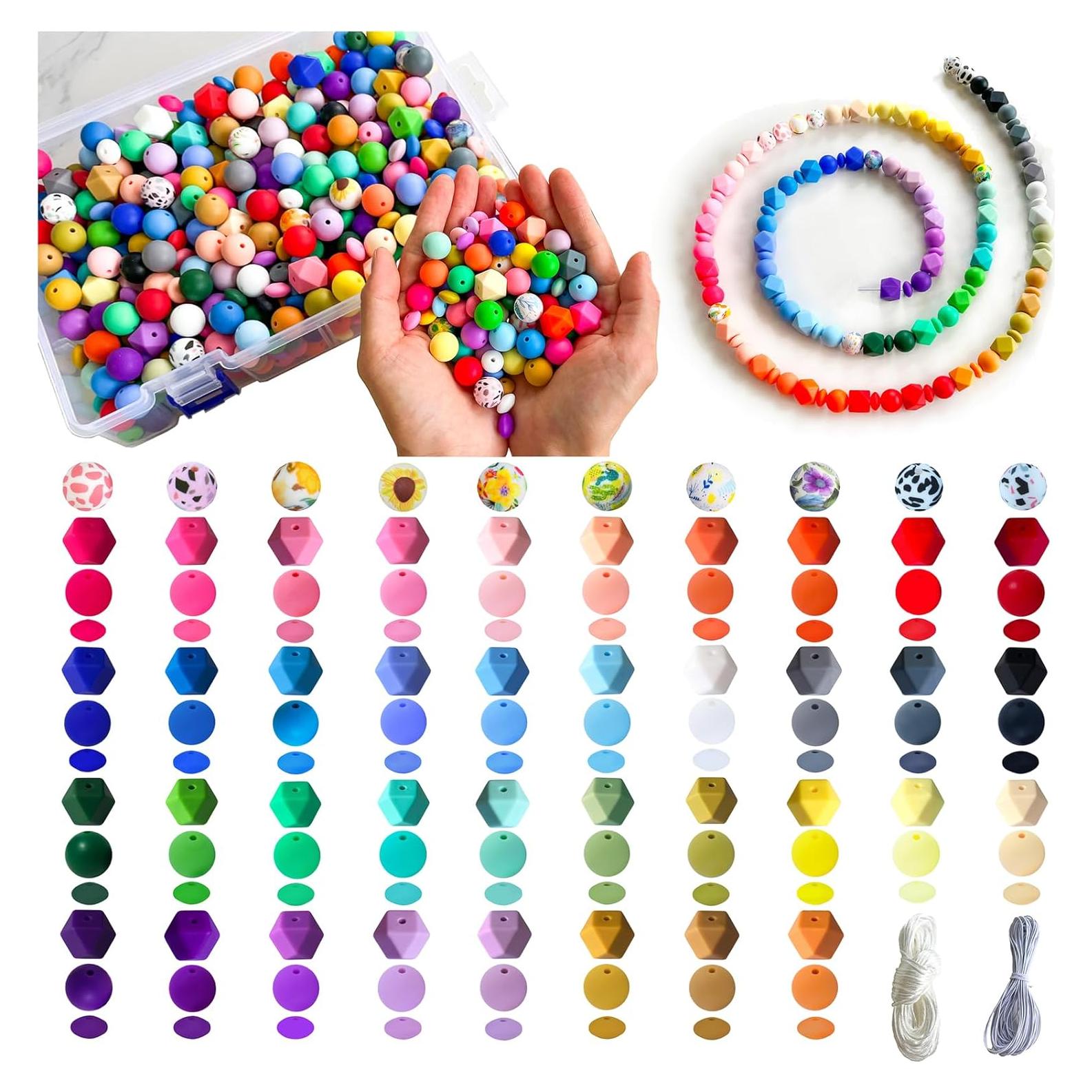 Kit de 630 cuentas de silicona JEBBO para manualidades
