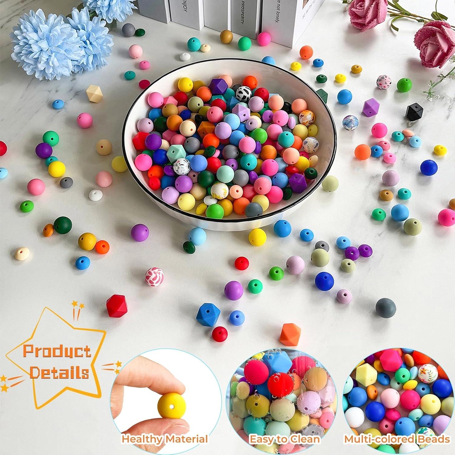 Kit de 630 cuentas de silicona JEBBO para manualidades