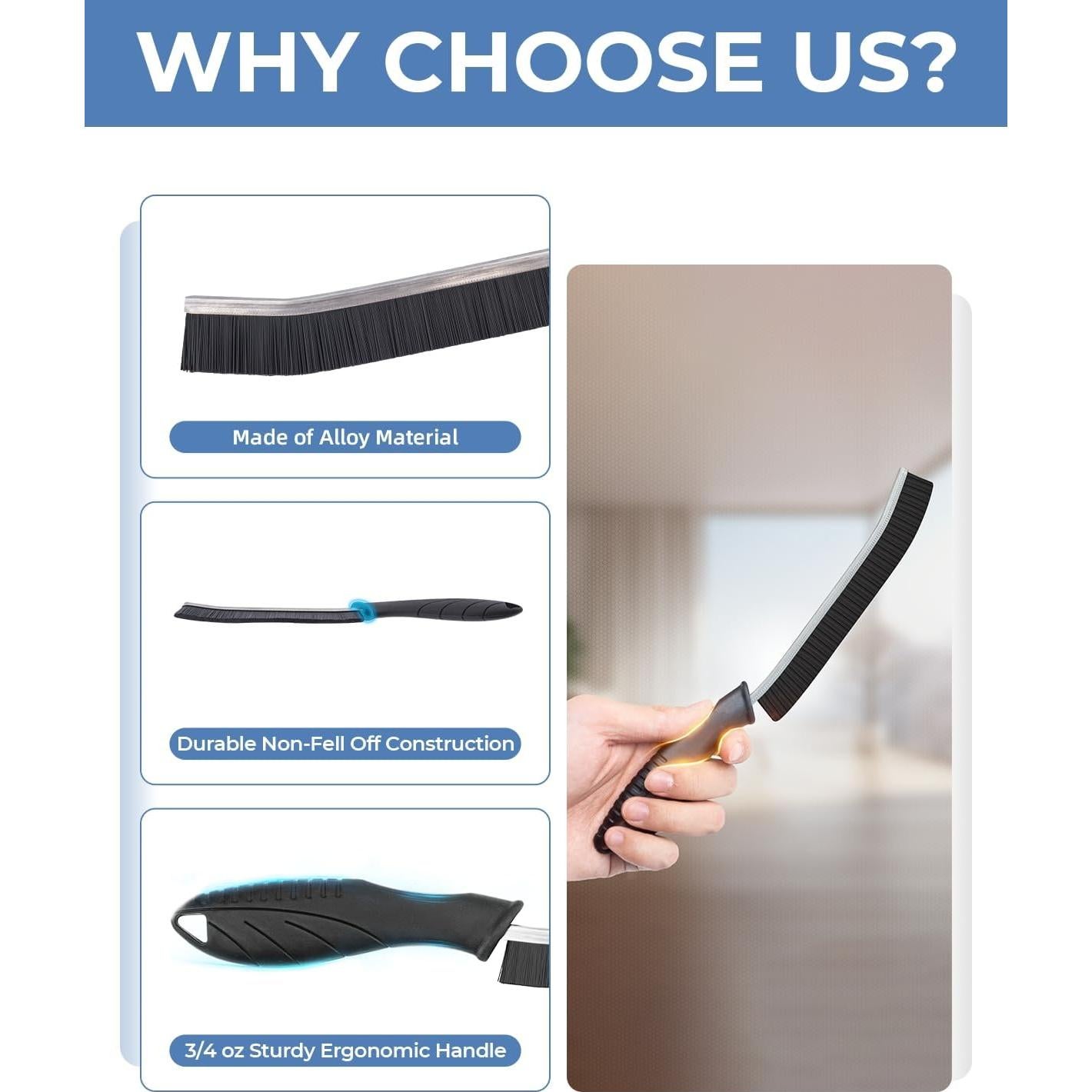 Cepillos de limpieza de ranuras CLEANGOR - 2 unidades, ergonómicos