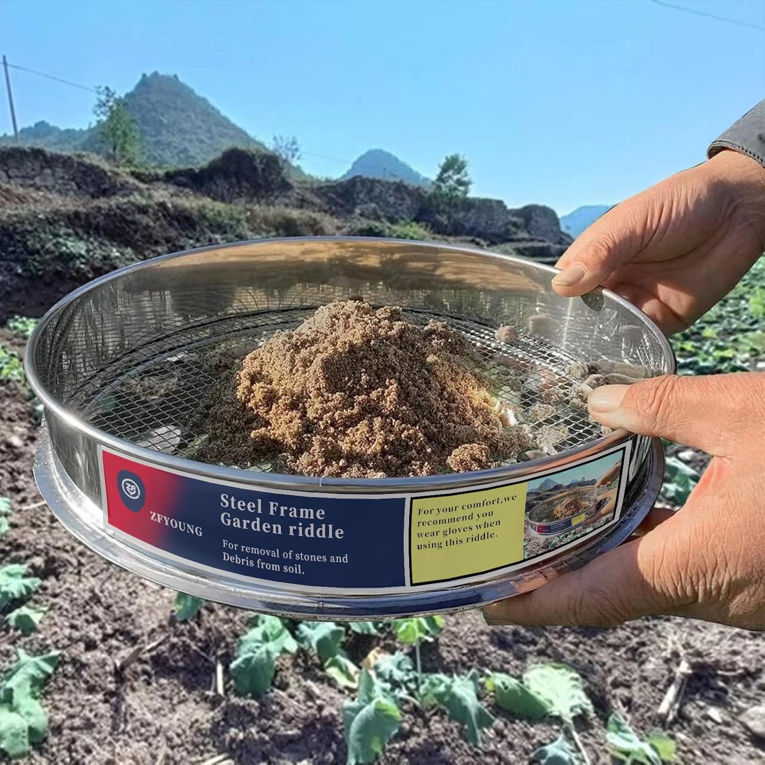 Tamiz de Suelo Acero Inoxidable 304 30 cm Malla 0.64 cm ZFYOUNG