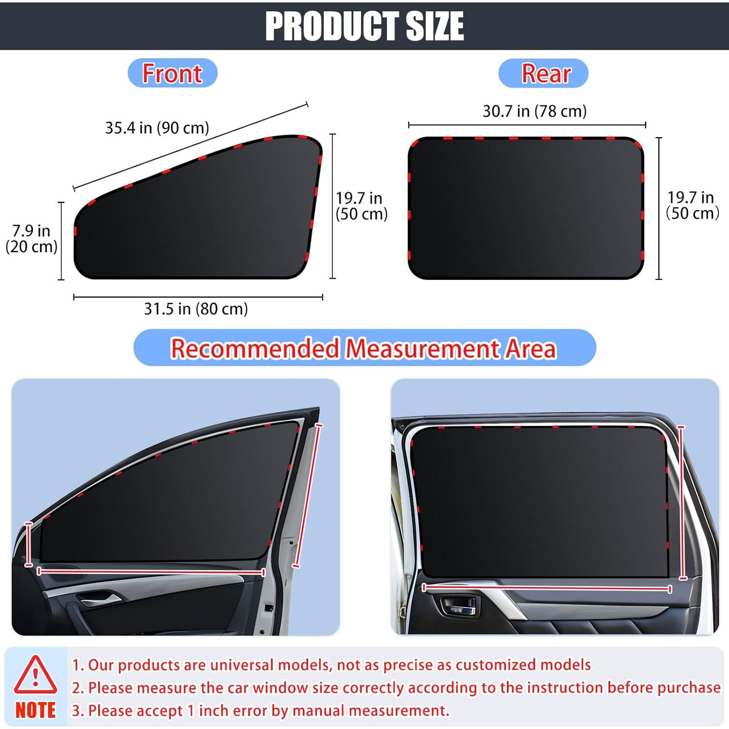 Cortinas Magnéticas para Ventanas de Auto ZATOOTO - 4 Piezas 99% Bloqueo UV
