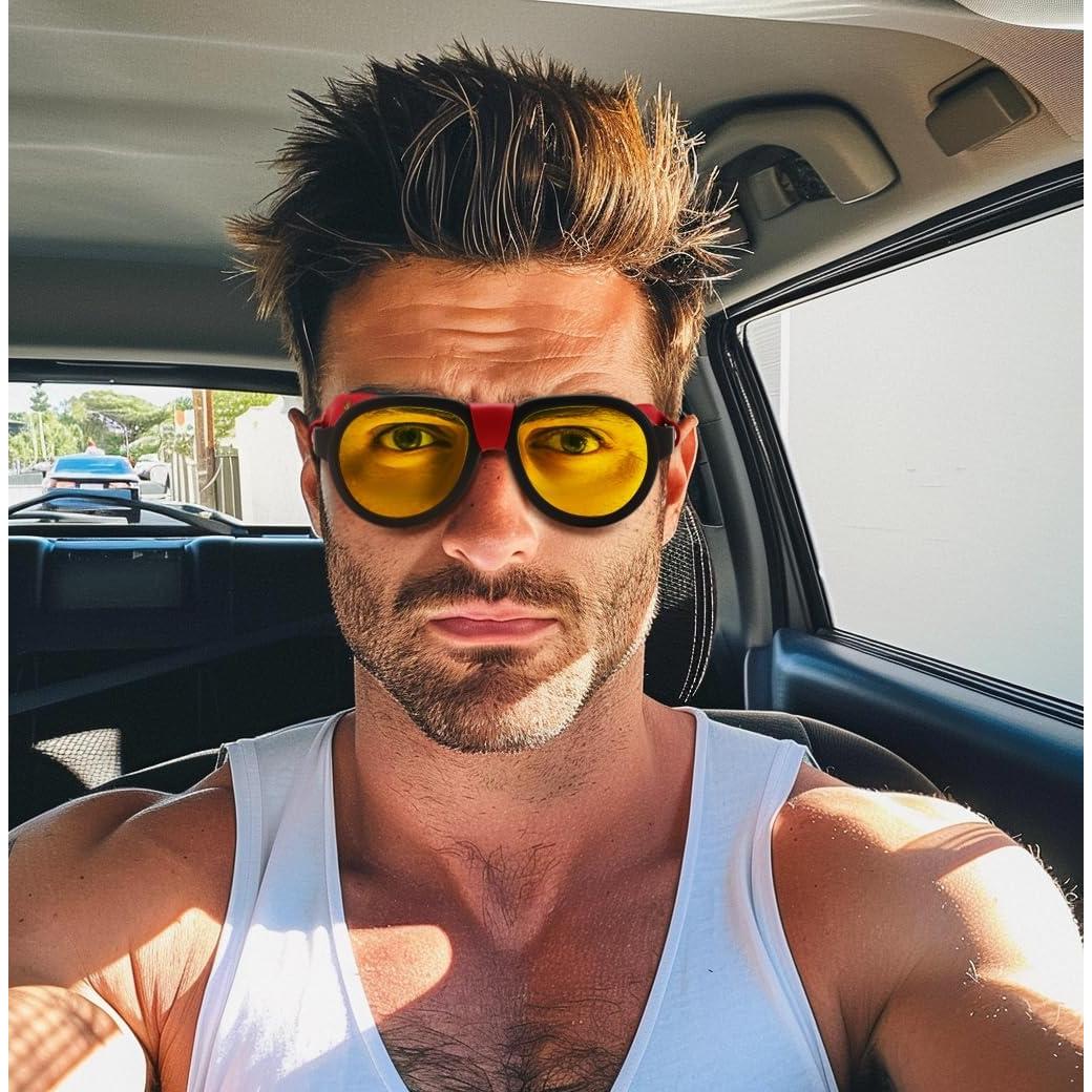 Gafas de sol Steampunk FEISEDY con lente amarilla polarizada