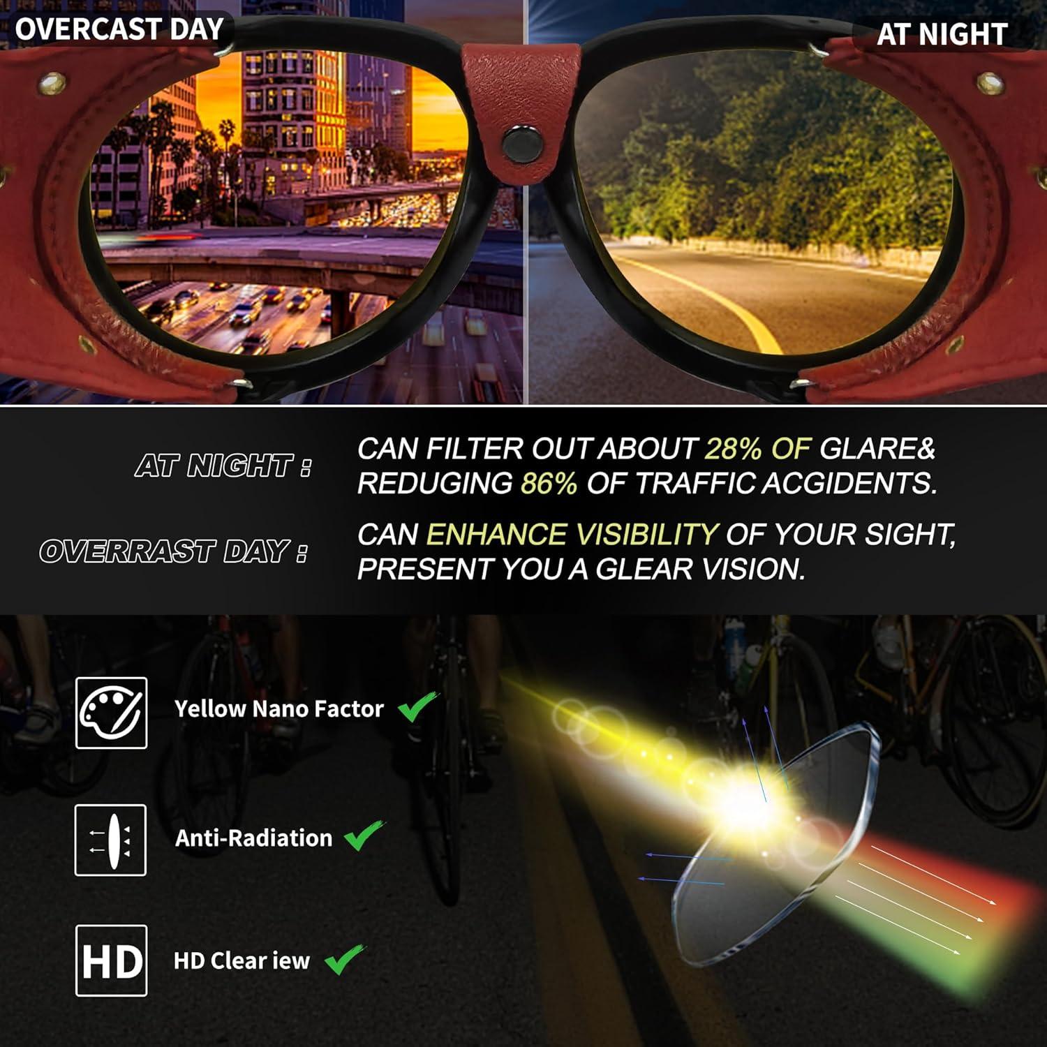 Gafas de sol Steampunk FEISEDY con lente amarilla polarizada