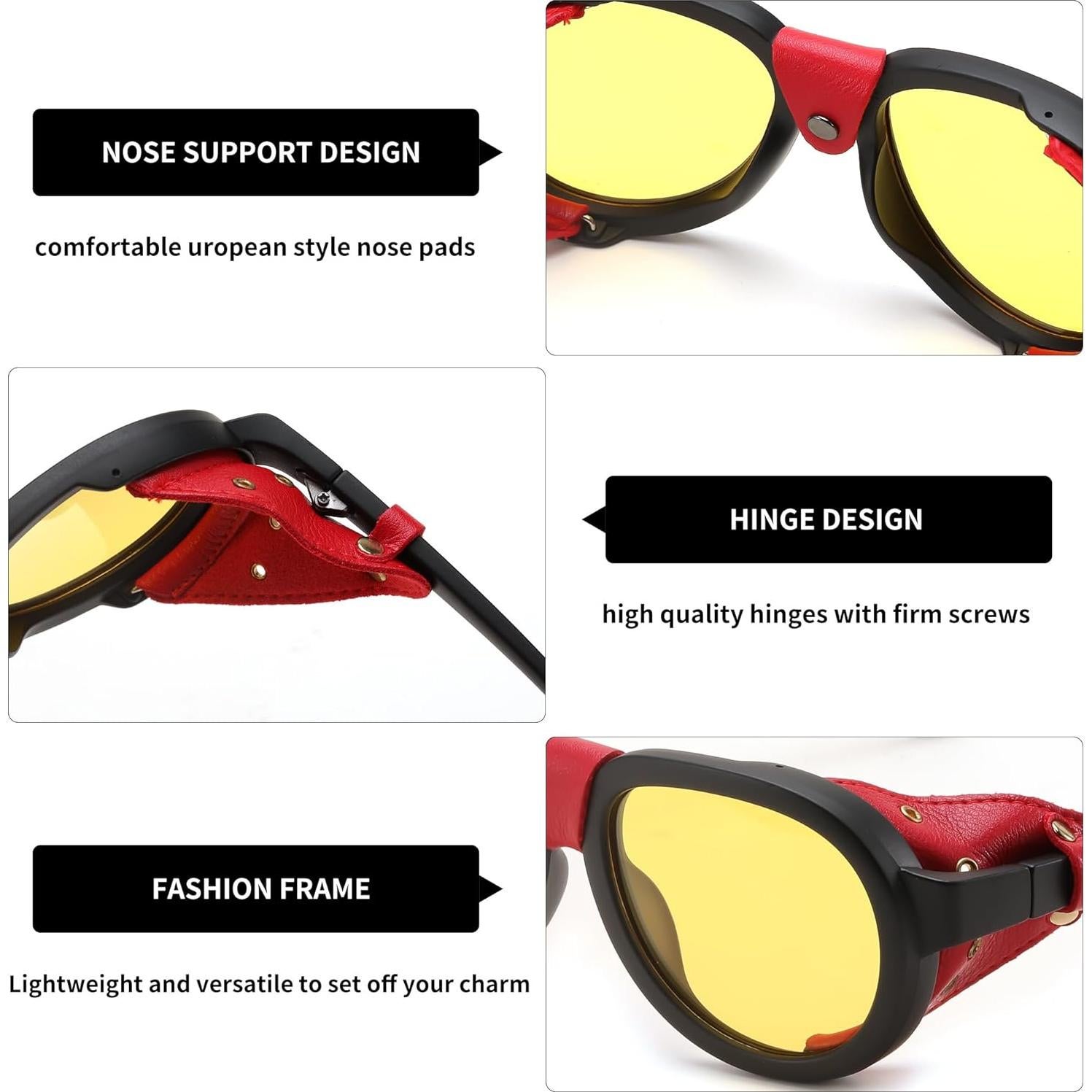 Gafas de sol Steampunk FEISEDY con lente amarilla polarizada