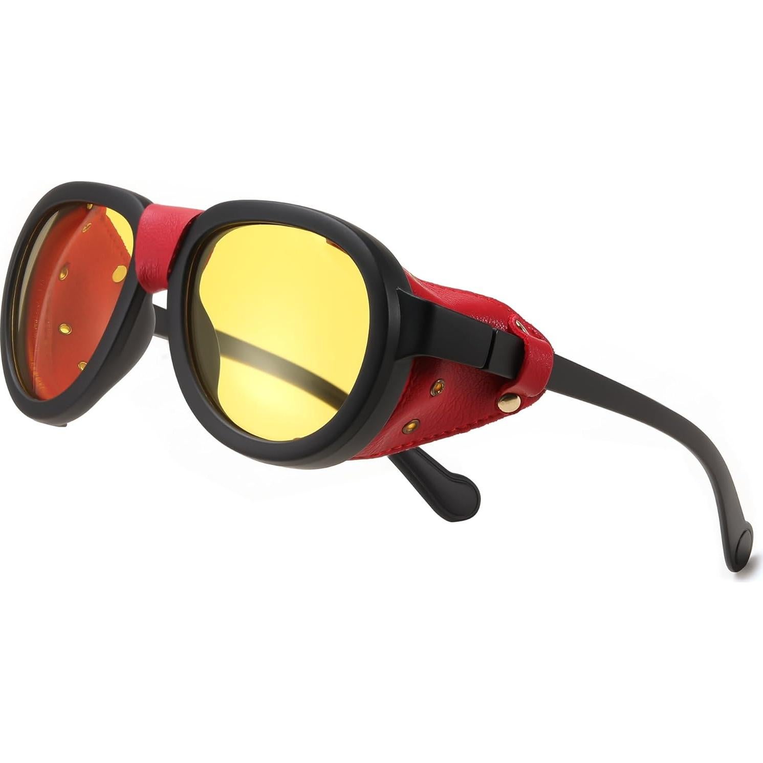 Gafas de sol Steampunk FEISEDY con lente amarilla polarizada