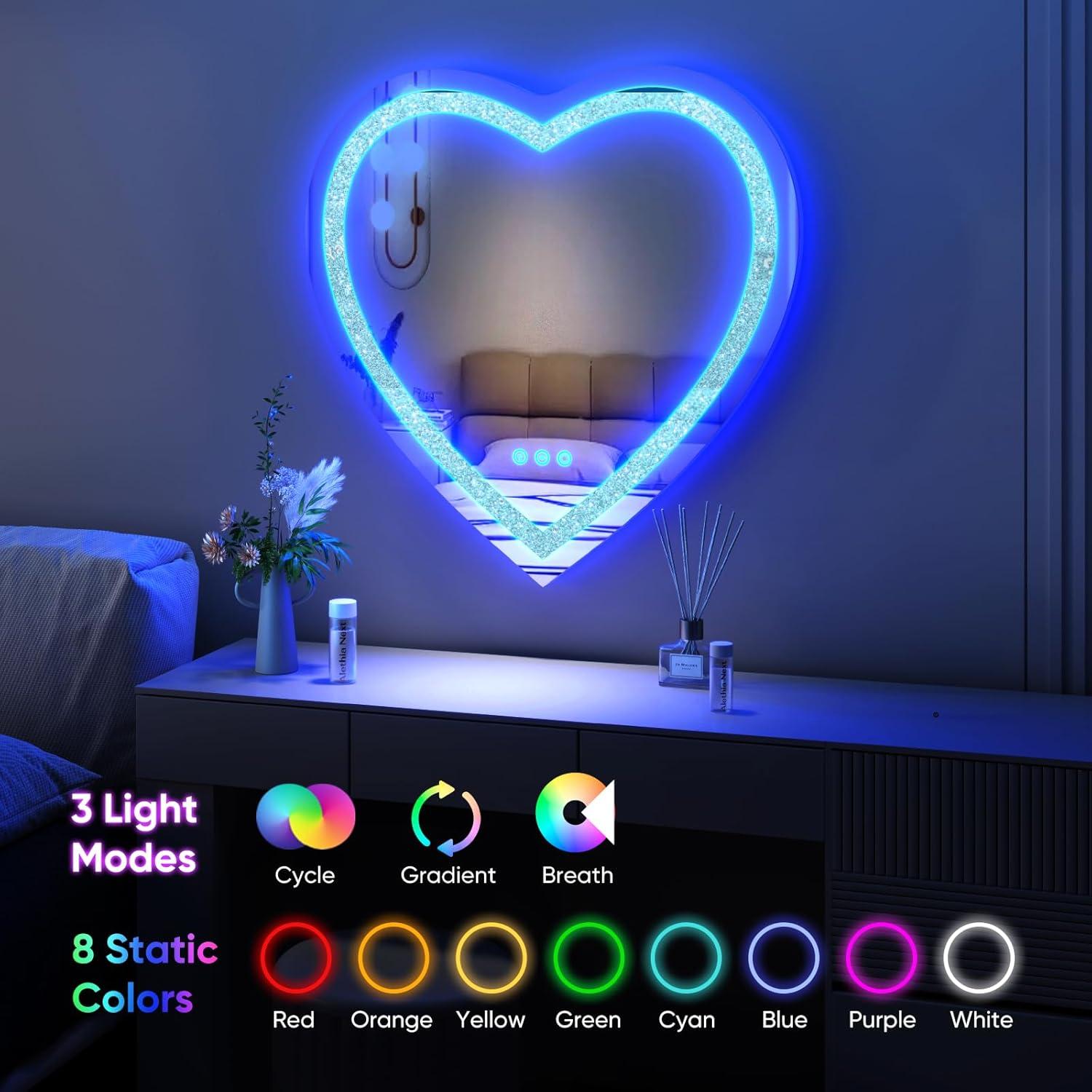 Espejo LED en forma de corazón BesMirror 61x61 cm RGBWY