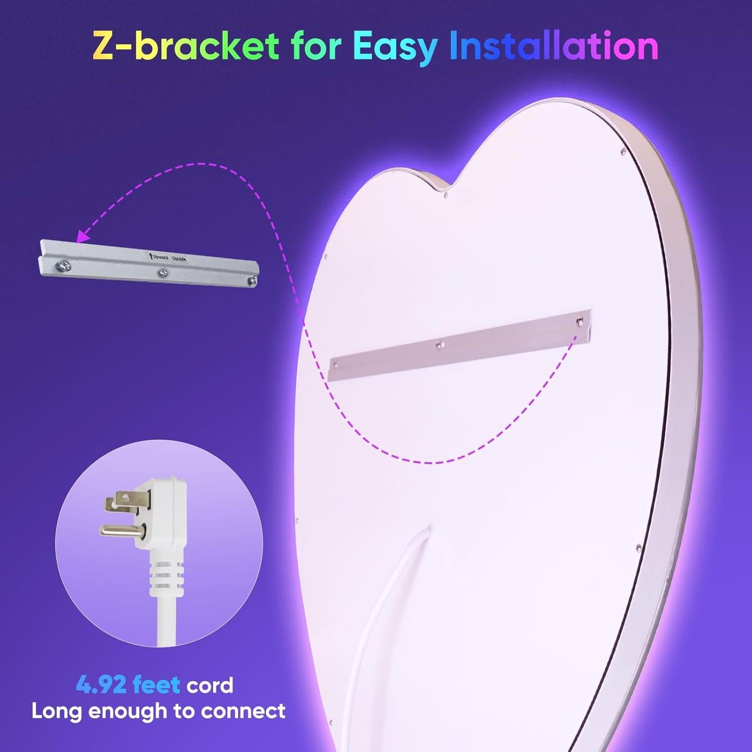 Espejo LED en forma de corazón BesMirror 61x61 cm RGBWY