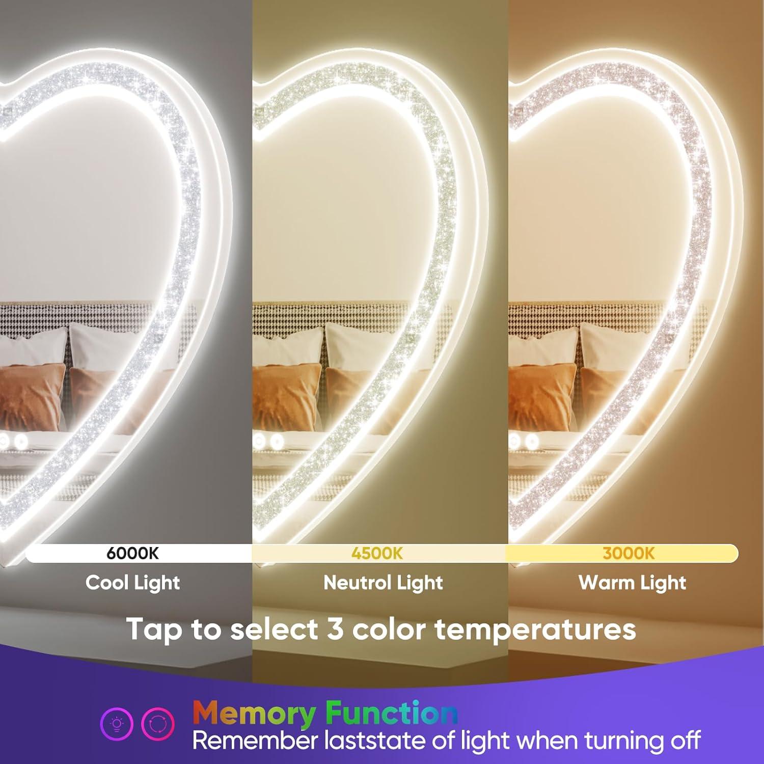 Espejo LED en forma de corazón BesMirror 61x61 cm RGBWY