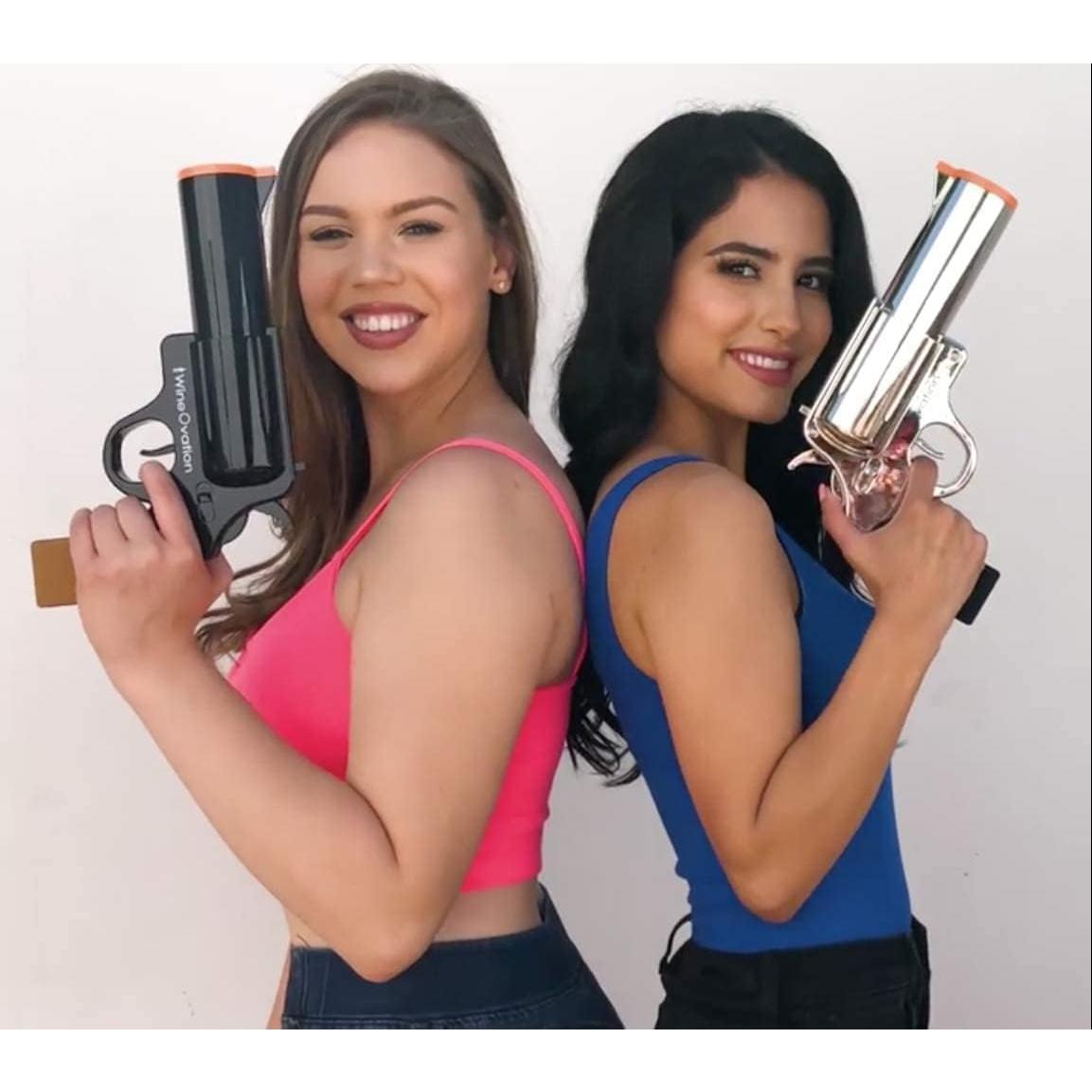 WineOvation Electric Gun Wine Opener (Blue) - Open your Wine Bottle fast and without hassle - Best Electronic Automatic Corkscrew for Gun Enthusiasts and Wine Lovers - Rechargeable Battery Operated