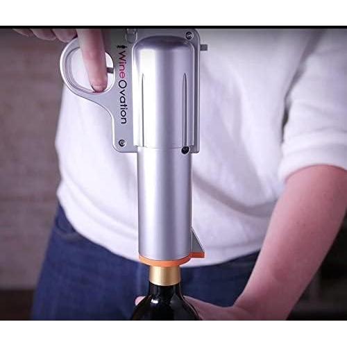 WineOvation Electric Gun Wine Opener (Blue) - Open your Wine Bottle fast and without hassle - Best Electronic Automatic Corkscrew for Gun Enthusiasts and Wine Lovers - Rechargeable Battery Operated