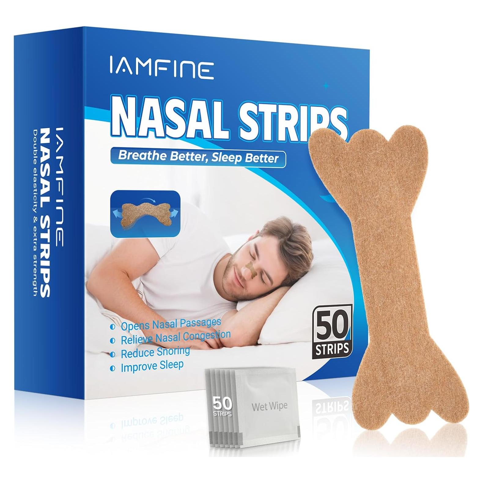 Tiras Nasales IAMFINE Antironquidos 50 Unidades Alivio Congestión