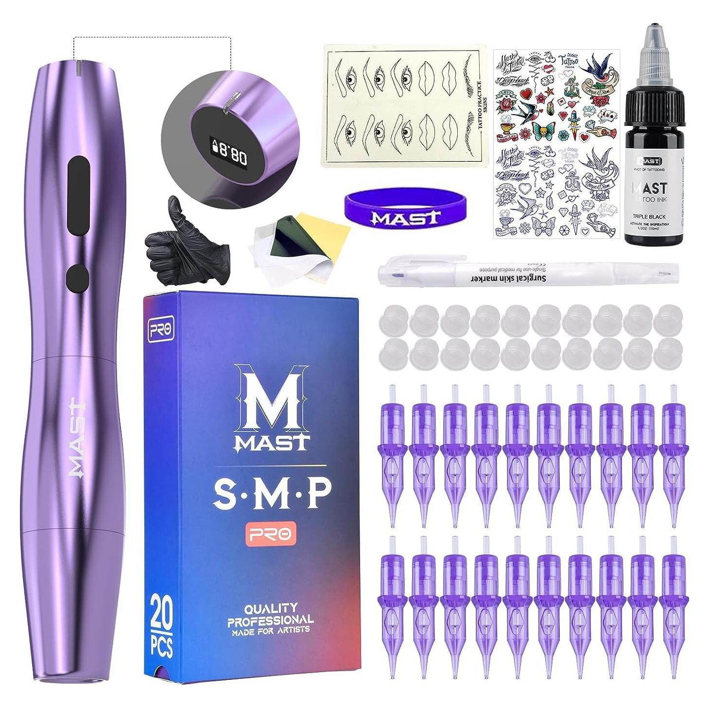 Kit de Tatuaje MAST P20 Inalámbrico con Agujas y Tinta