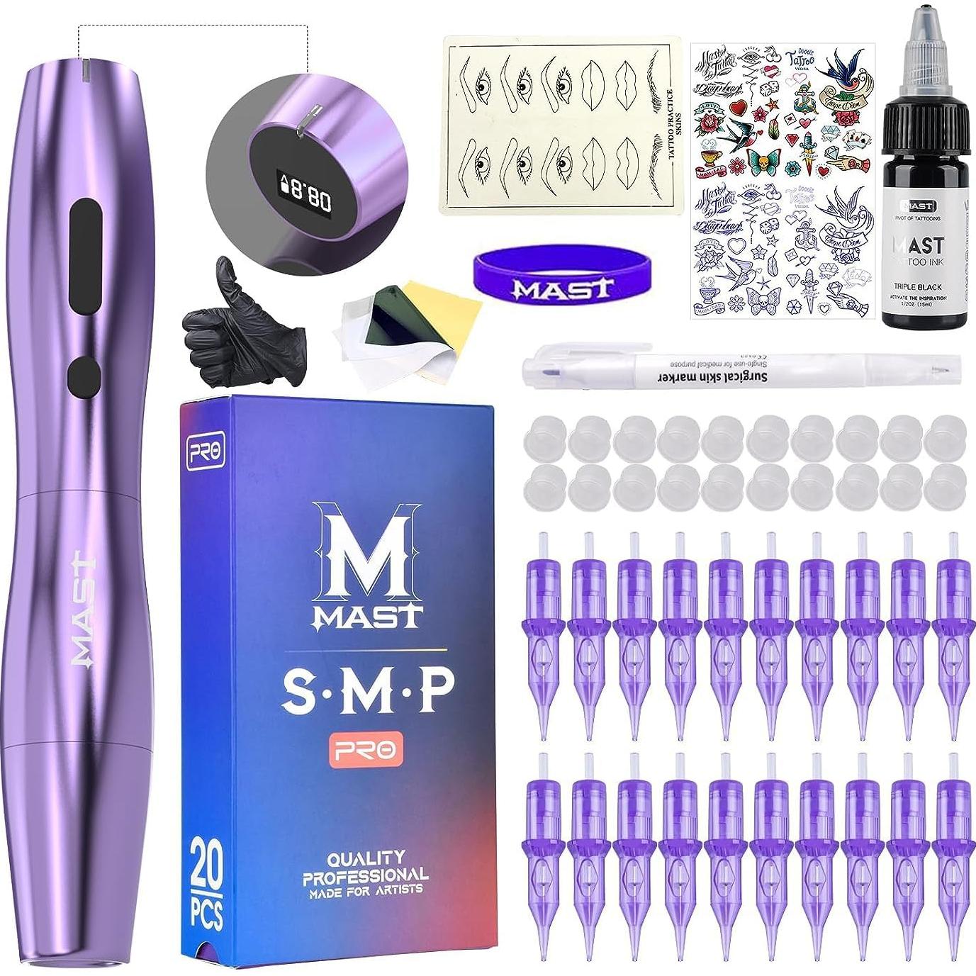 Kit de Tatuaje MAST P20 Inalámbrico con Agujas y Tinta