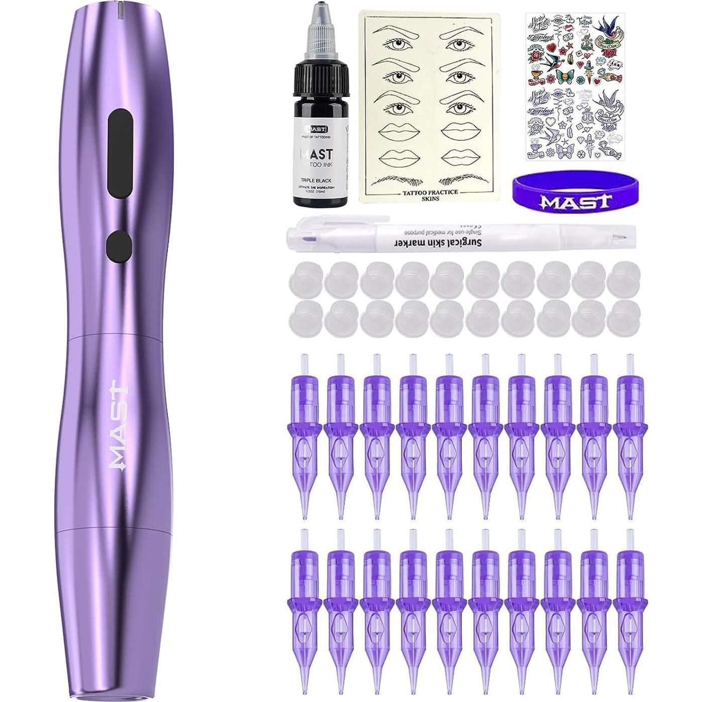 Kit de Tatuaje MAST P20 Inalámbrico con Agujas y Tinta