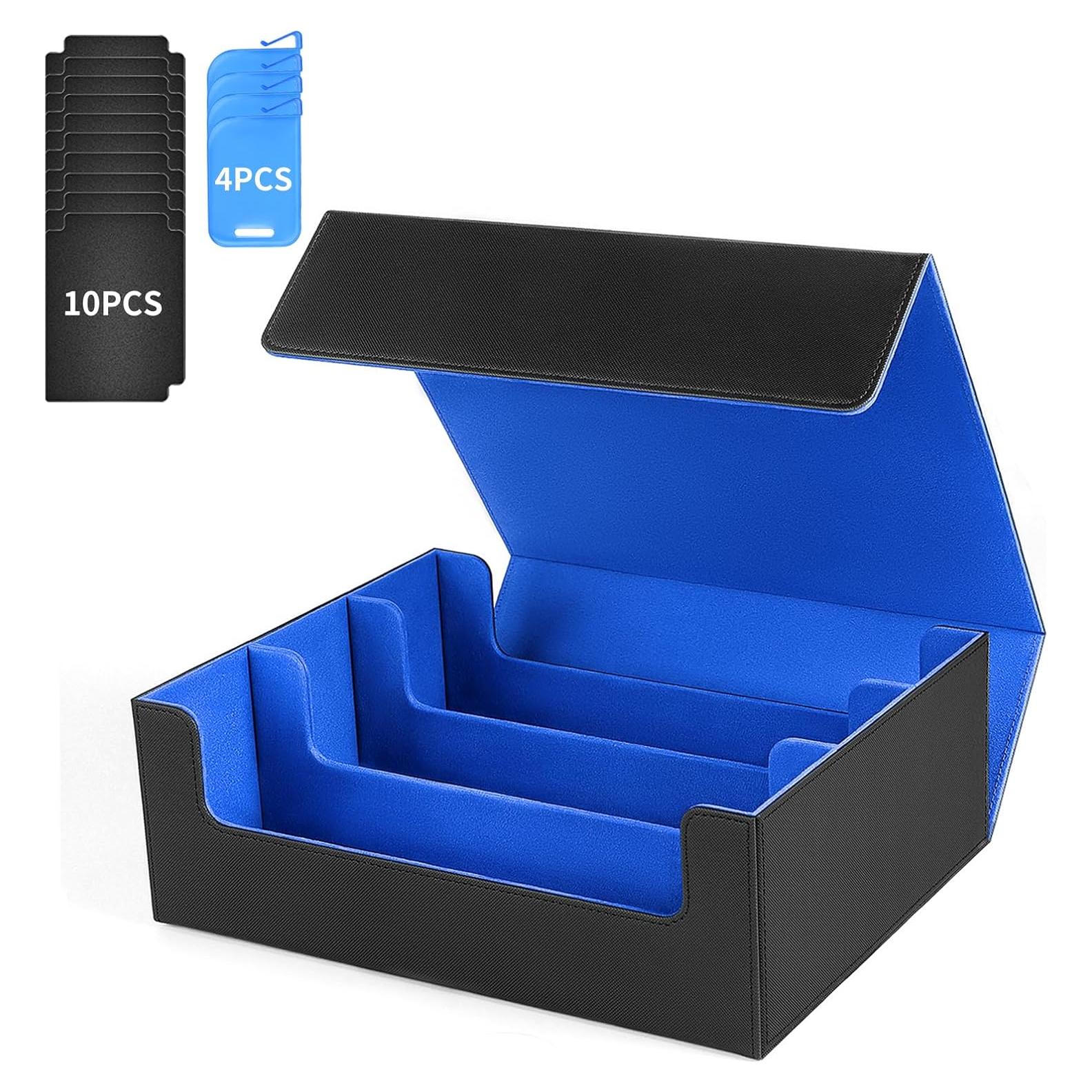 Caja de Almacenamiento de Cartas HSMH 2400+ Cartas PU Negro Azul