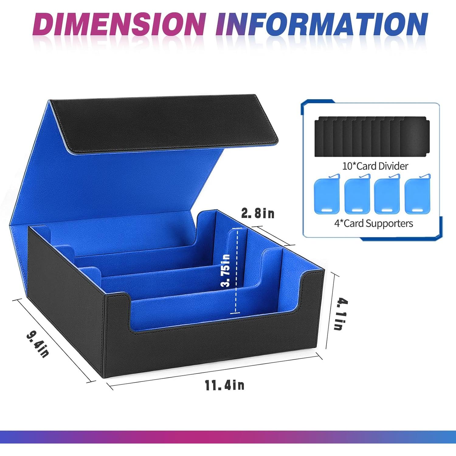 Caja de Almacenamiento de Cartas HSMH 2400+ Cartas PU Negro Azul