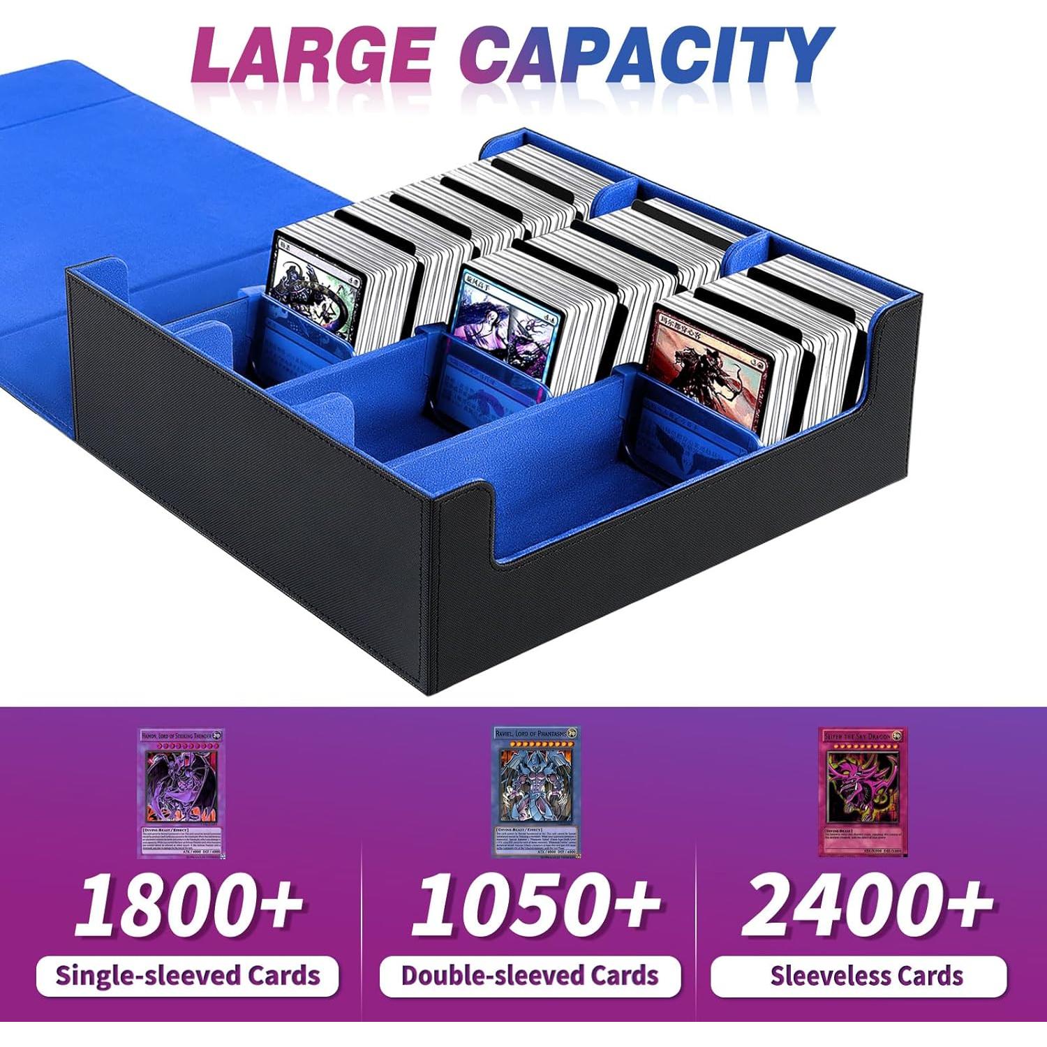 Caja de Almacenamiento de Cartas HSMH 2400+ Cartas PU Negro Azul