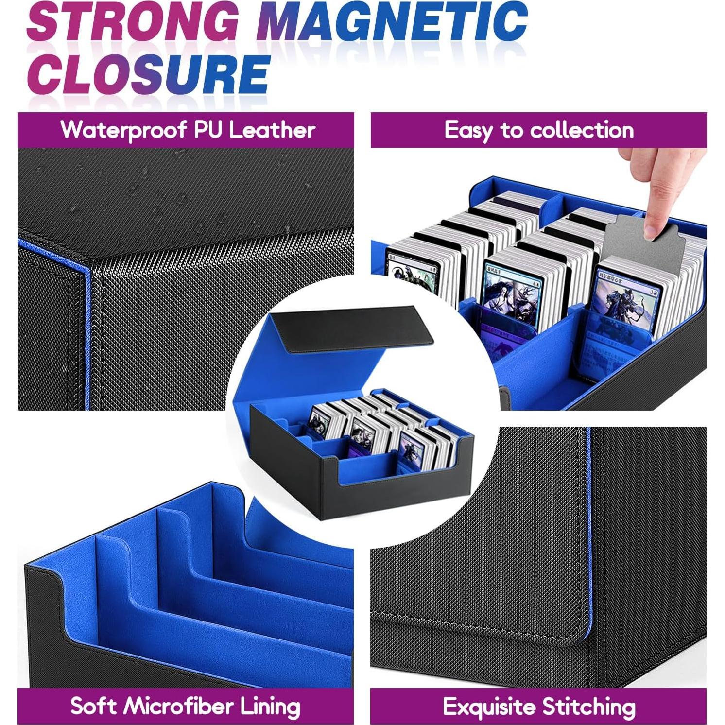Caja de Almacenamiento de Cartas HSMH 2400+ Cartas PU Negro Azul