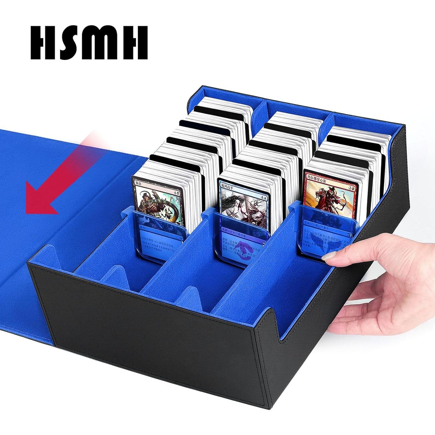 Caja de Almacenamiento de Cartas HSMH 2400+ Cartas PU Negro Azul