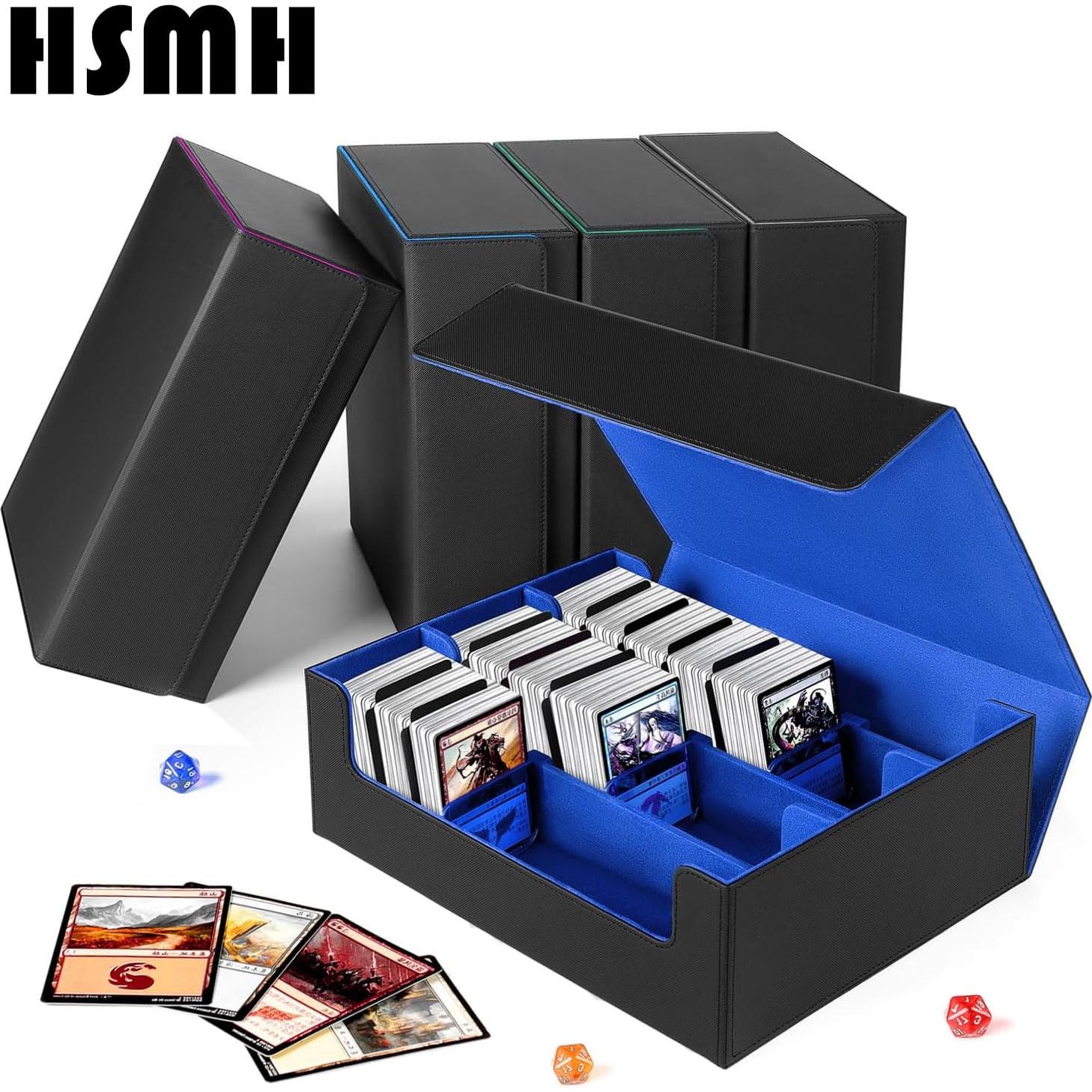 Caja de Almacenamiento de Cartas HSMH 2400+ Cartas PU Negro Azul