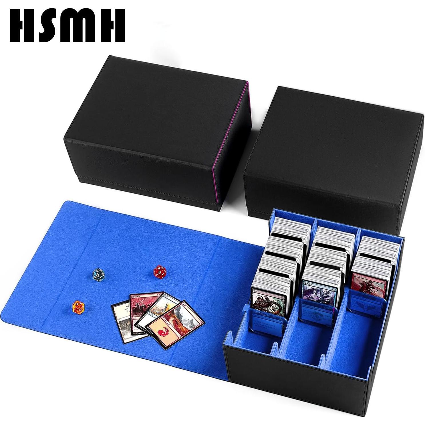 Caja de Almacenamiento de Cartas HSMH 2400+ Cartas PU Negro Azul