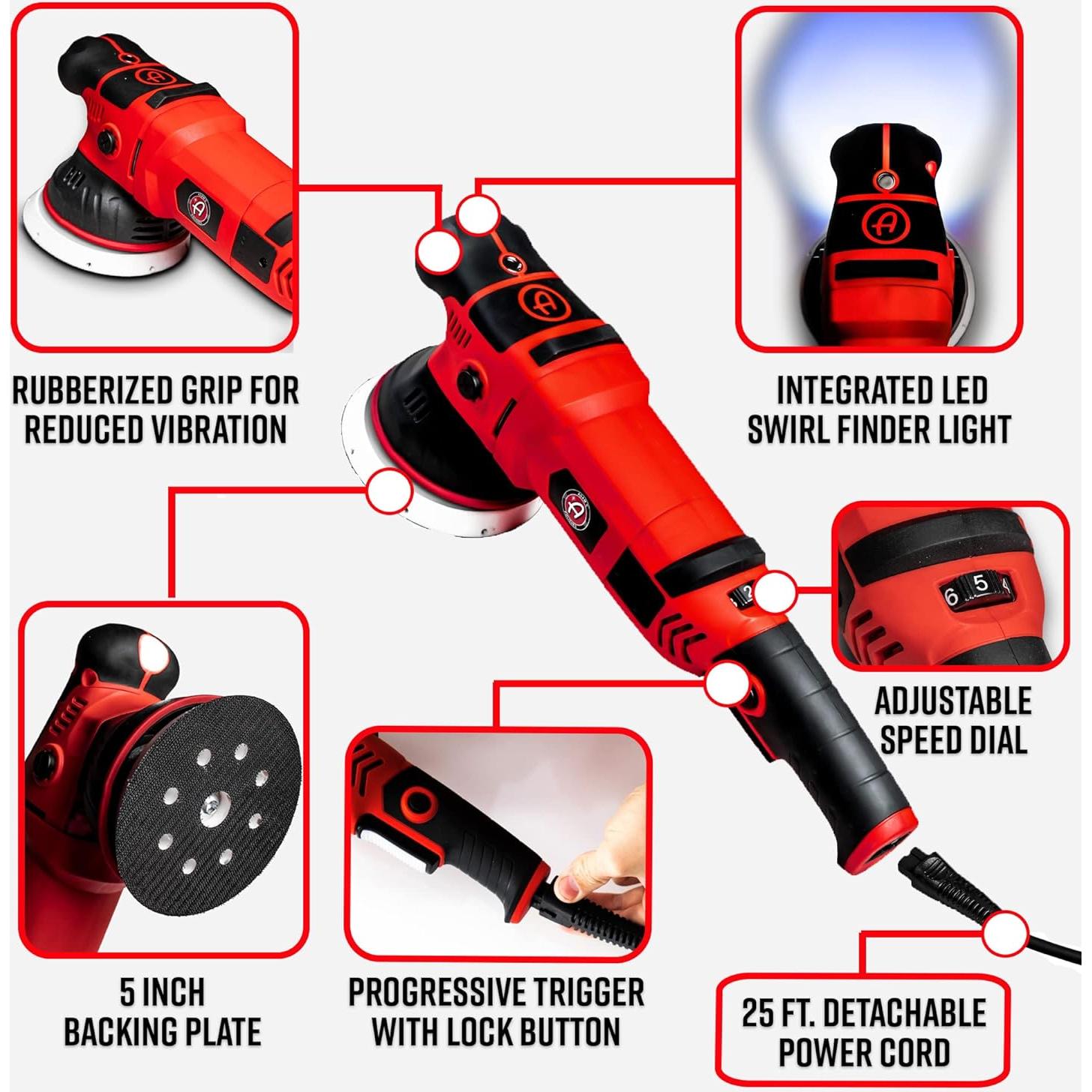 Pulidora de Coche Adam's SK Pro 15mm - 1000W, 5000 RPM